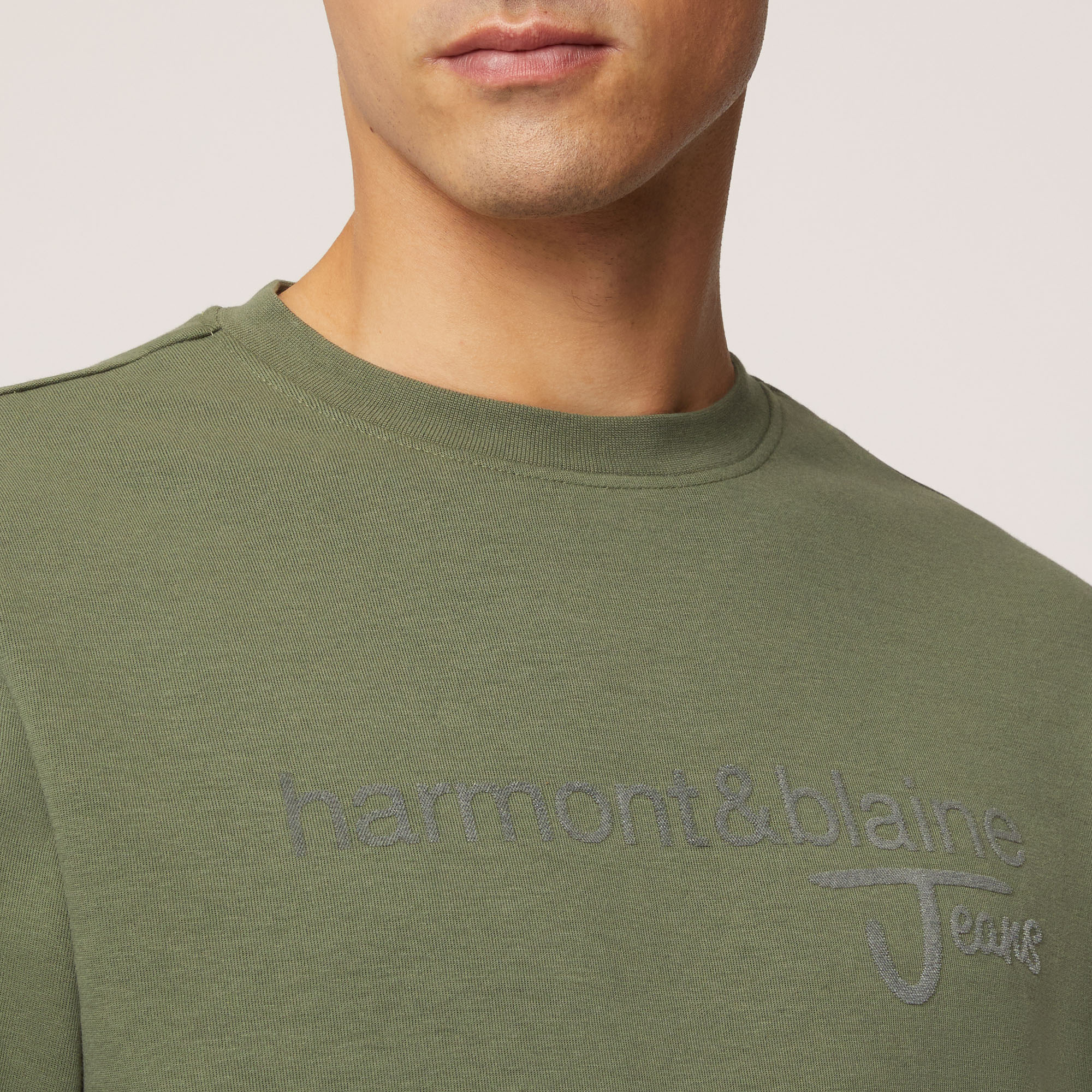 Felpa Girocollo Con Lettering, Verde Petrolio, large image number 2