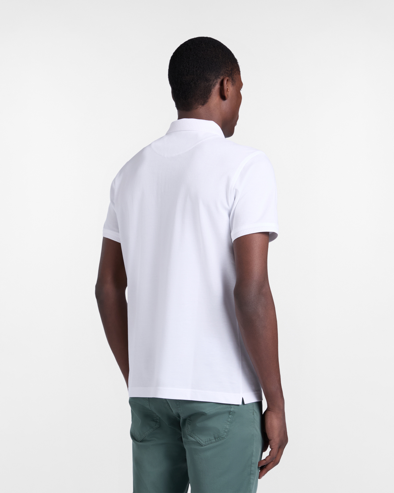 Zip-up polo shirt with 3D collar, White, large image number 1