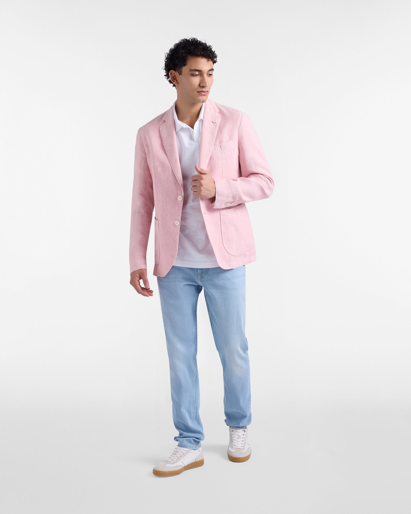 Giacca monopetto in puro lino, Rosso, large image number 3