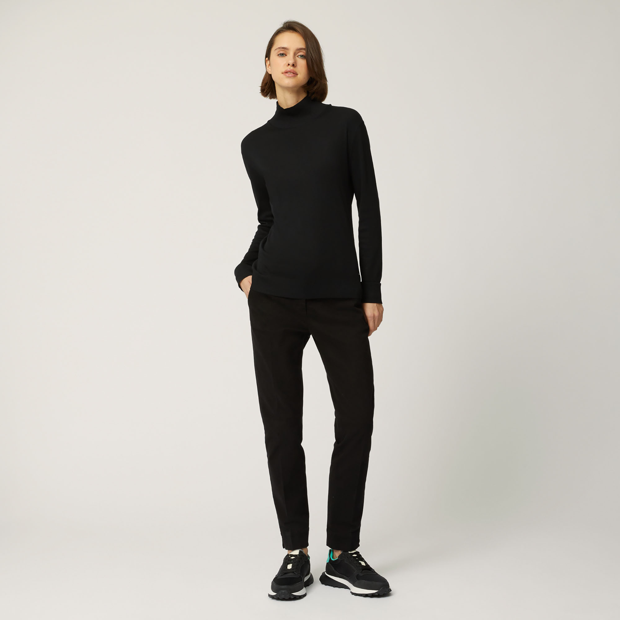Dolcevita Slim In Modal E Cotone, Nero, large image number 3