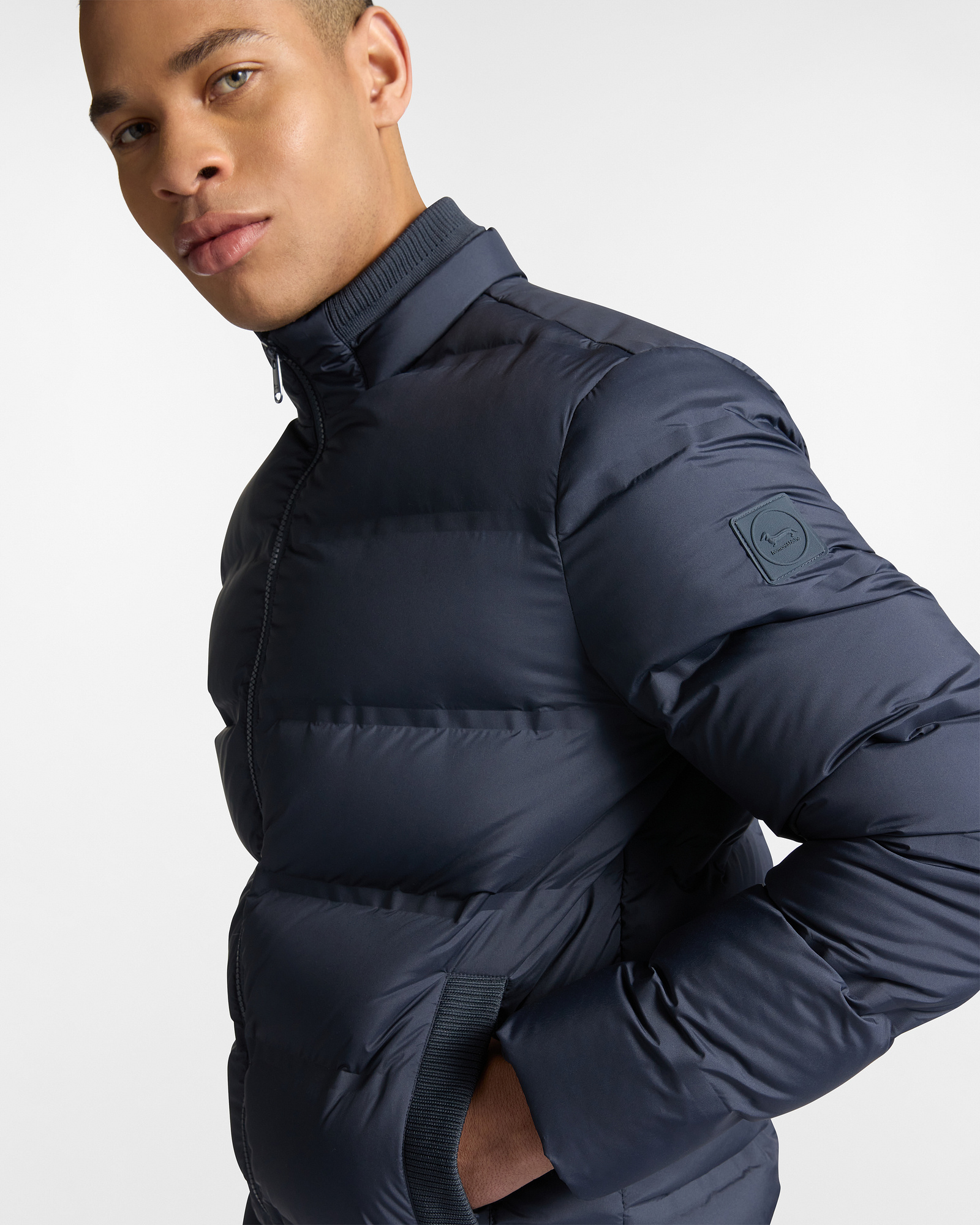 Bomber En Nylon Matelassé, Bleu Marine, large image number 2