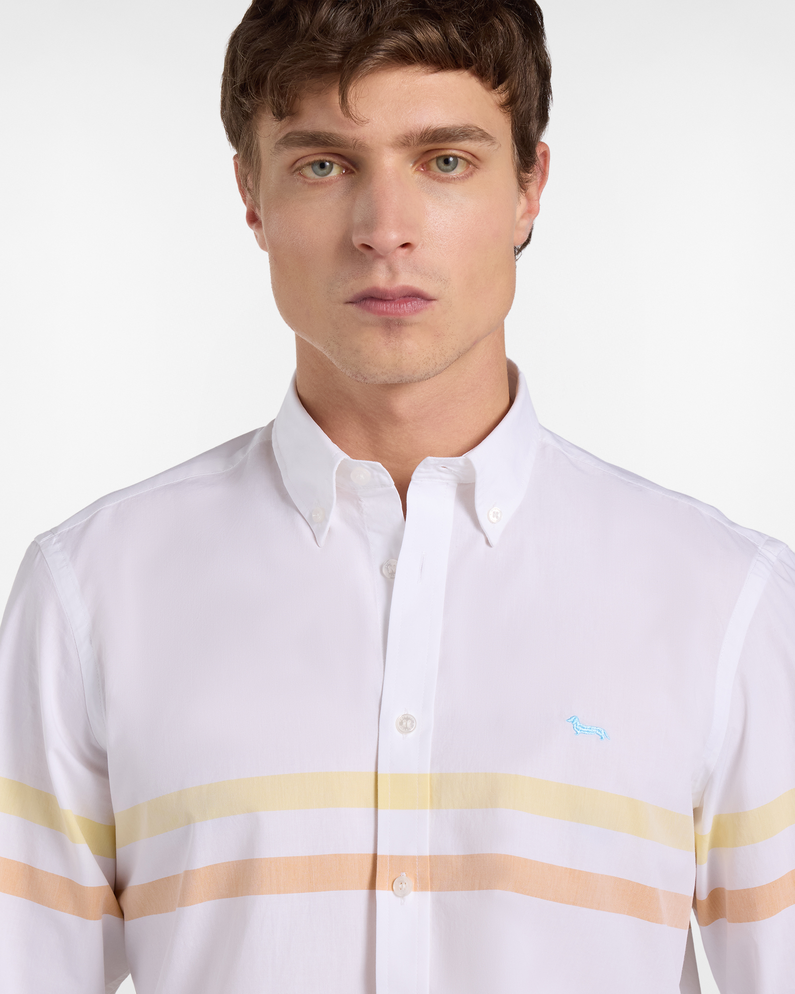 Men's shirt with horizontal stripes, White, large image number 2