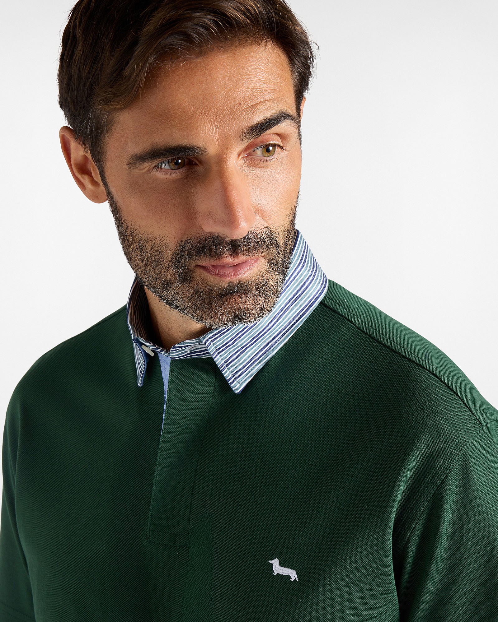 VIETRI PIQU&Eacute; POLO SHIRT WITH CONTRAST COLLAR, BOTTLE GREEN, large image number 2
