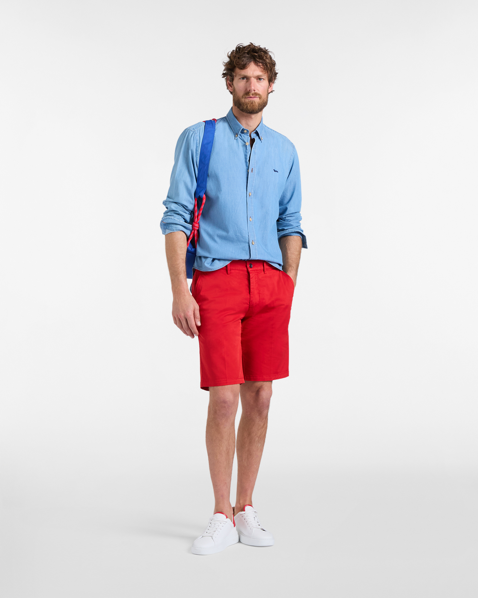 Men's basic regular fit Bermuda shorts, Red, large image number 3