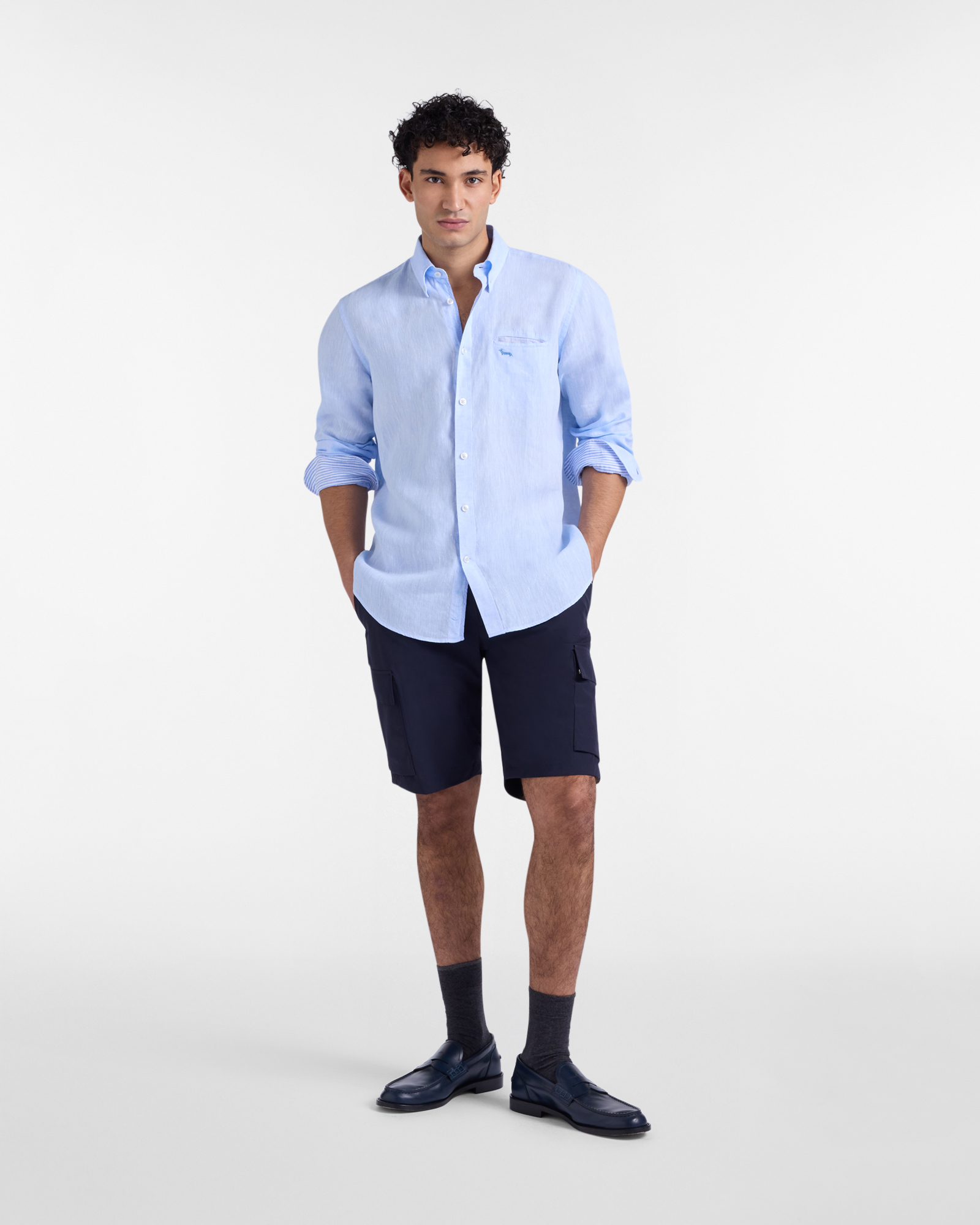 Herren Leinenhemd mit Brusttasche f&uuml;r Einstecktuch, Babyblau, large image number 3