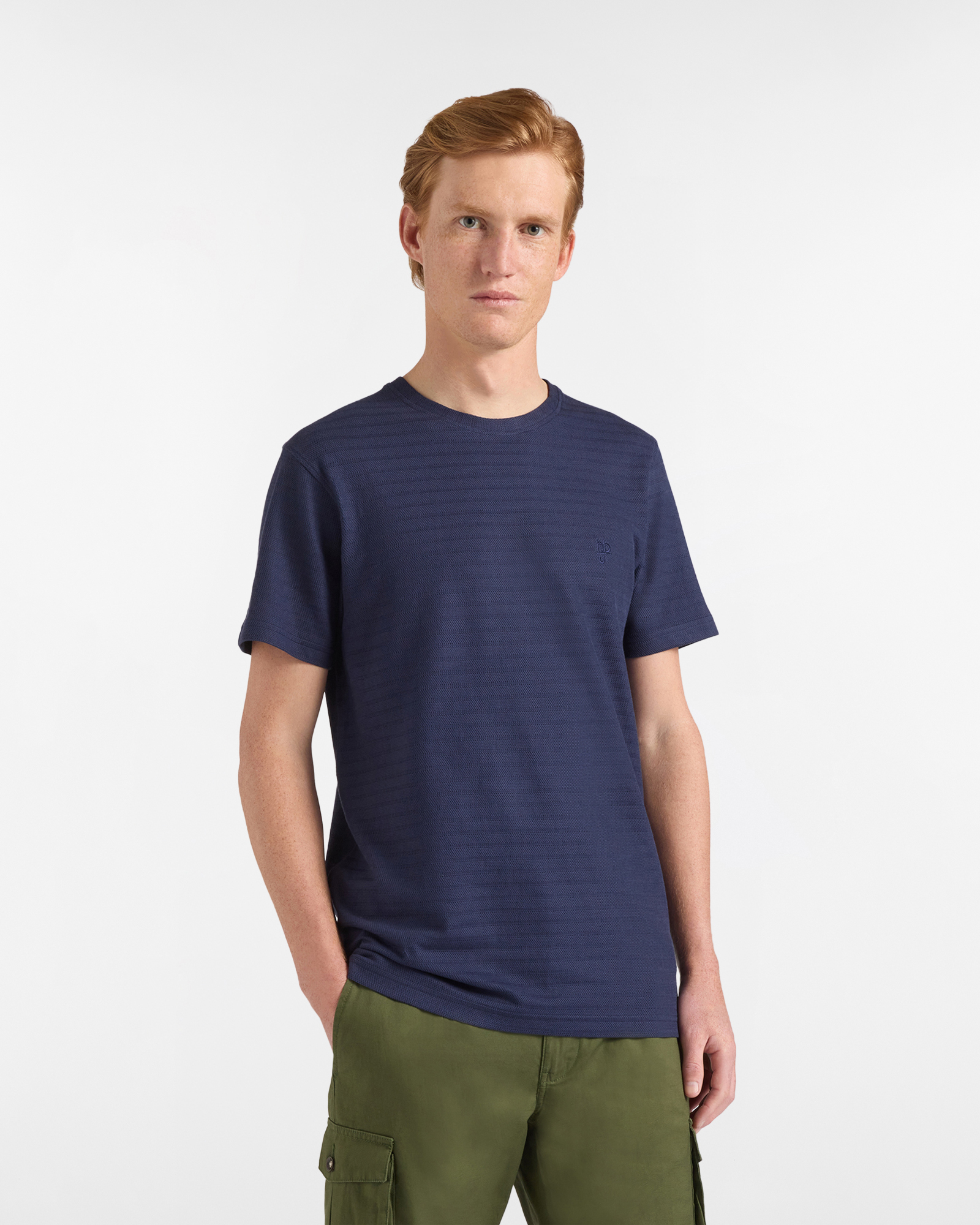 T‑shirt Uomo con Effetto Dobby Regular Fit