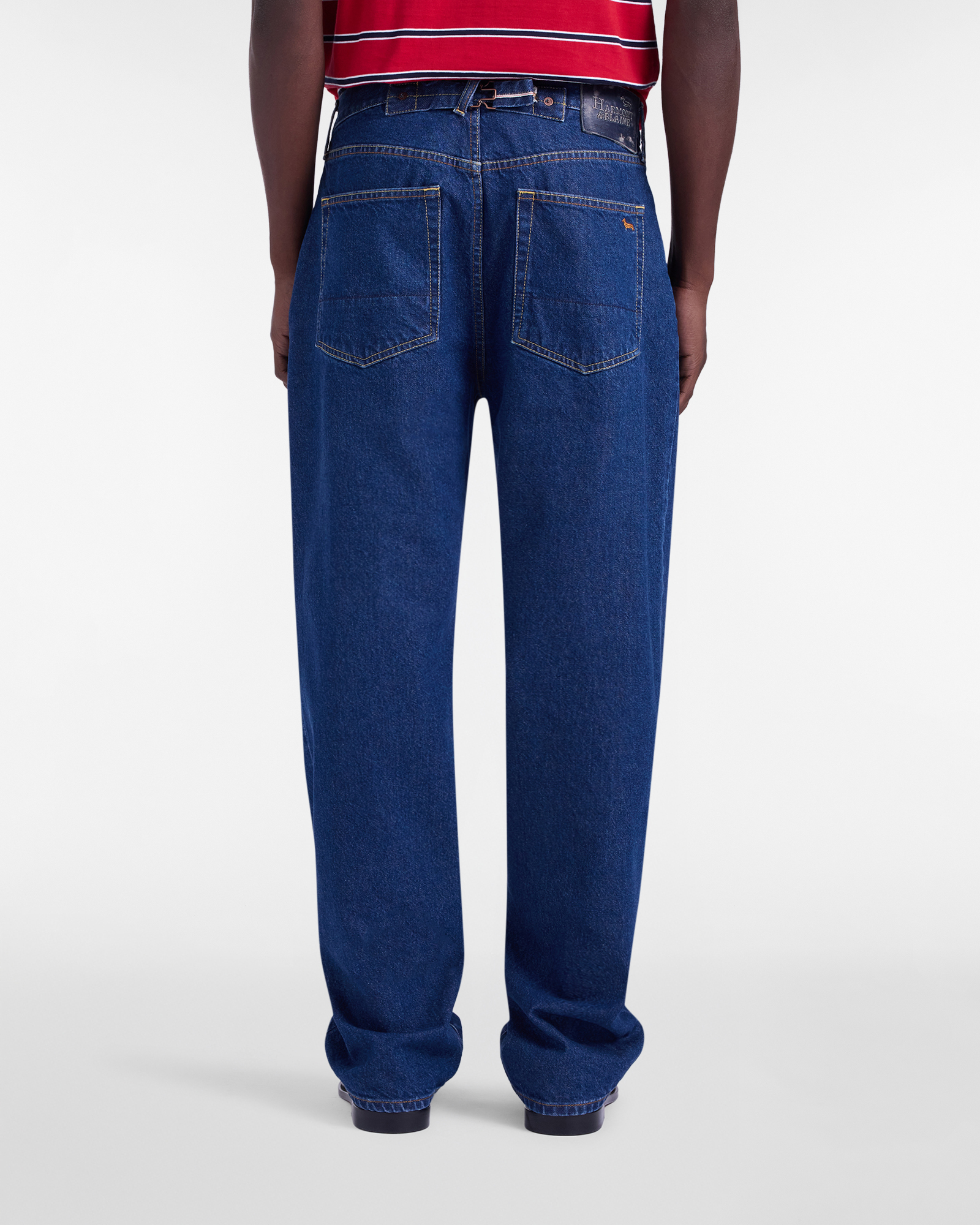 Men's selvedge denim jeans with belt, Denim Blue, large image number 1