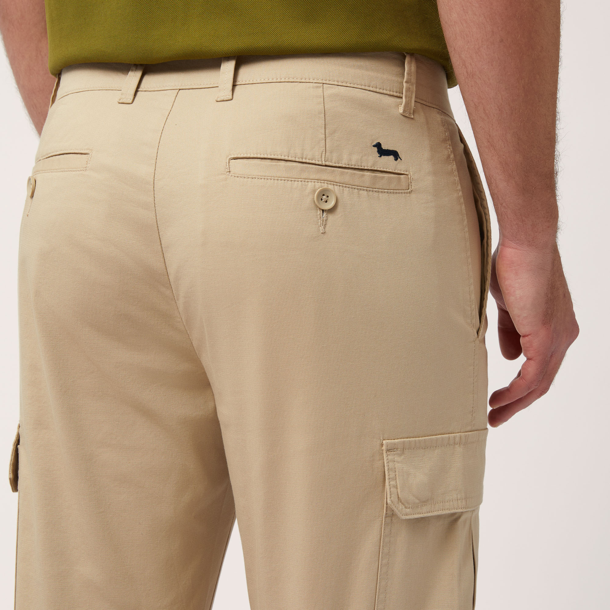 Stretch Cotton Cargo Pants, Beige, large image number 2