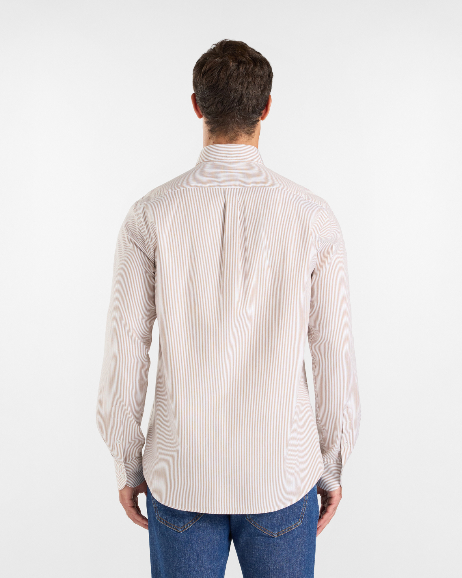Men's regular-fit yarn-dyed Oxford shirt with stripe, LIGHT BROWN, large image number 2
