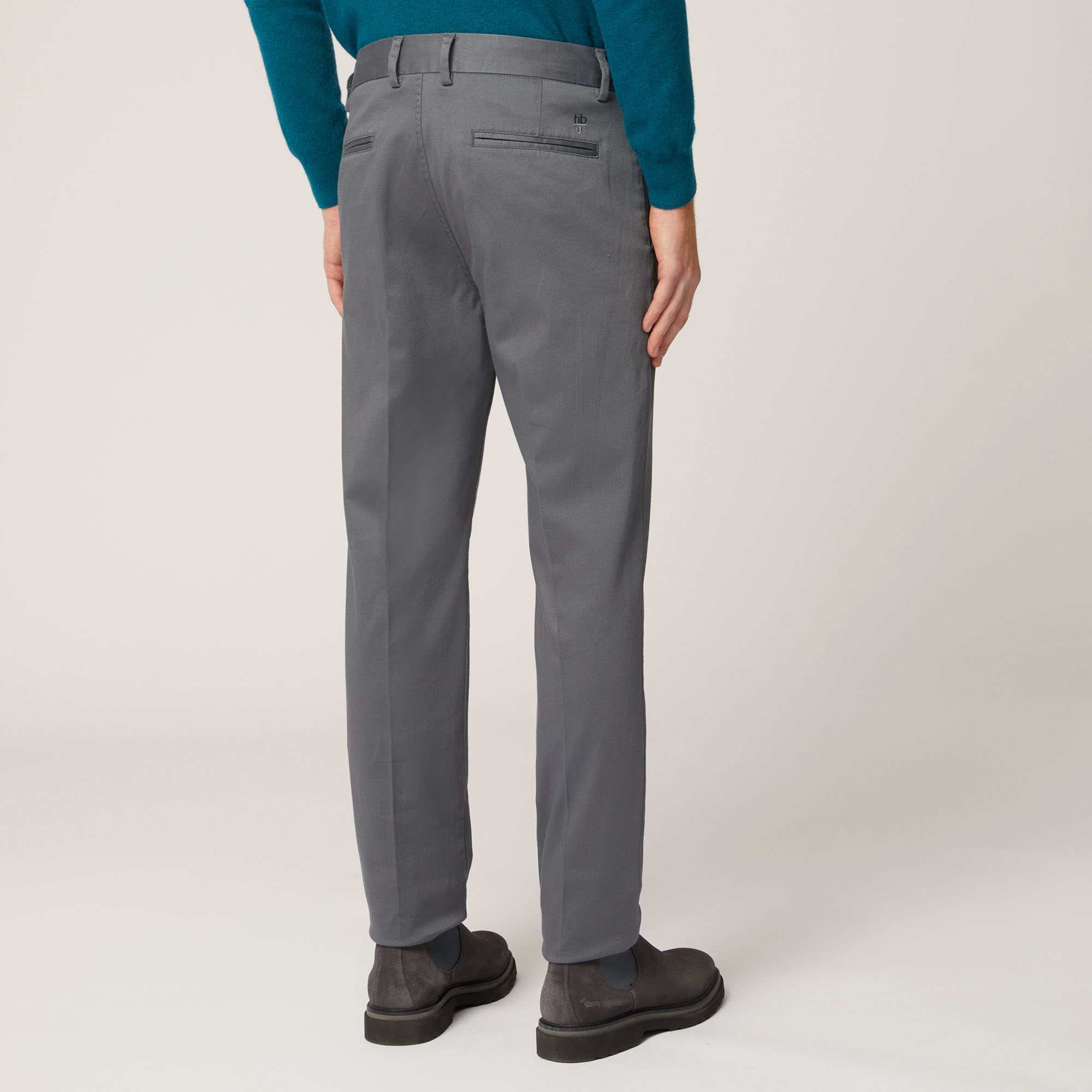 Pantalone Chino Narrow In Cotone Armaturato, Grigio, large image number 1