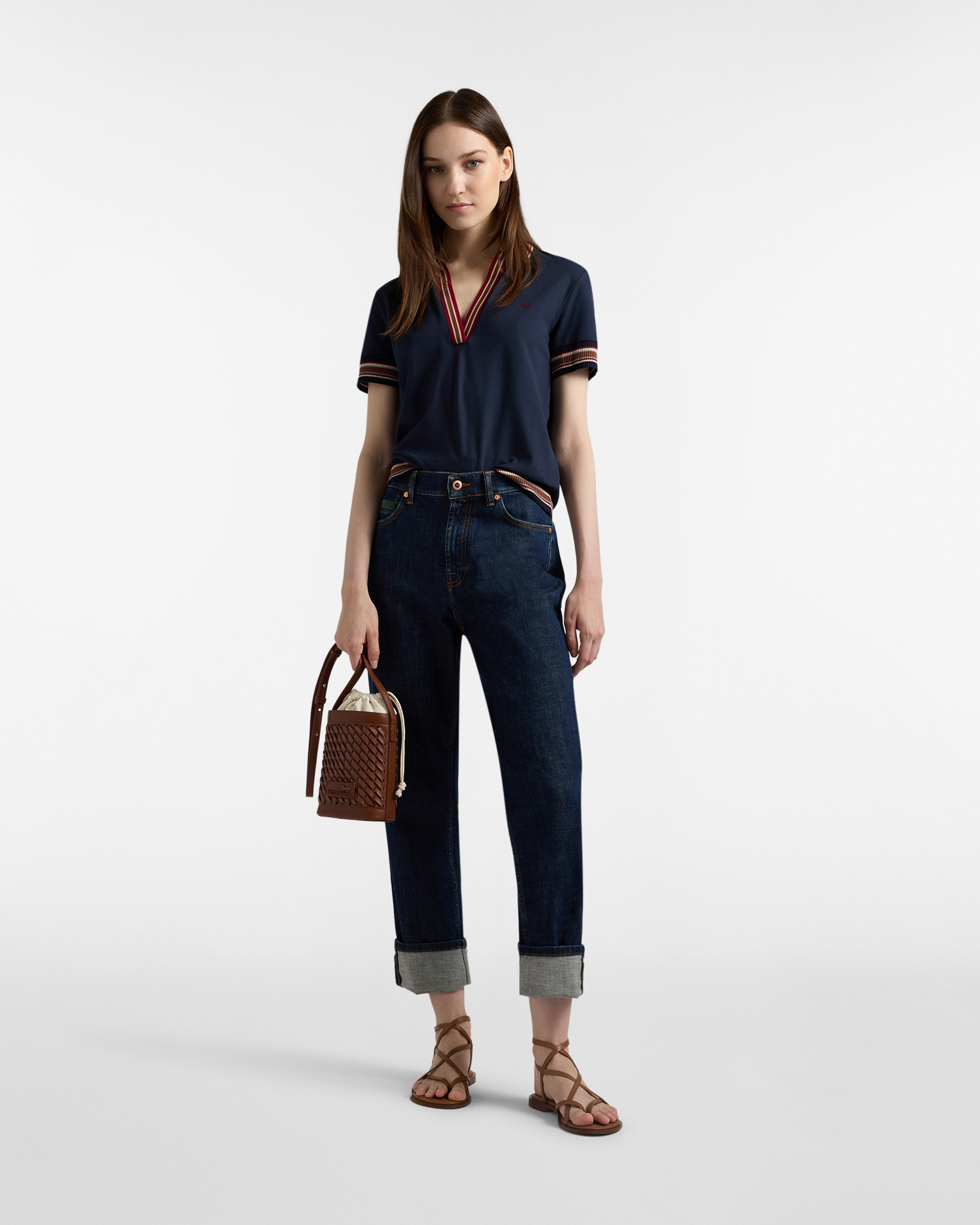 V-neck polo shirt, Blue, large image number 3