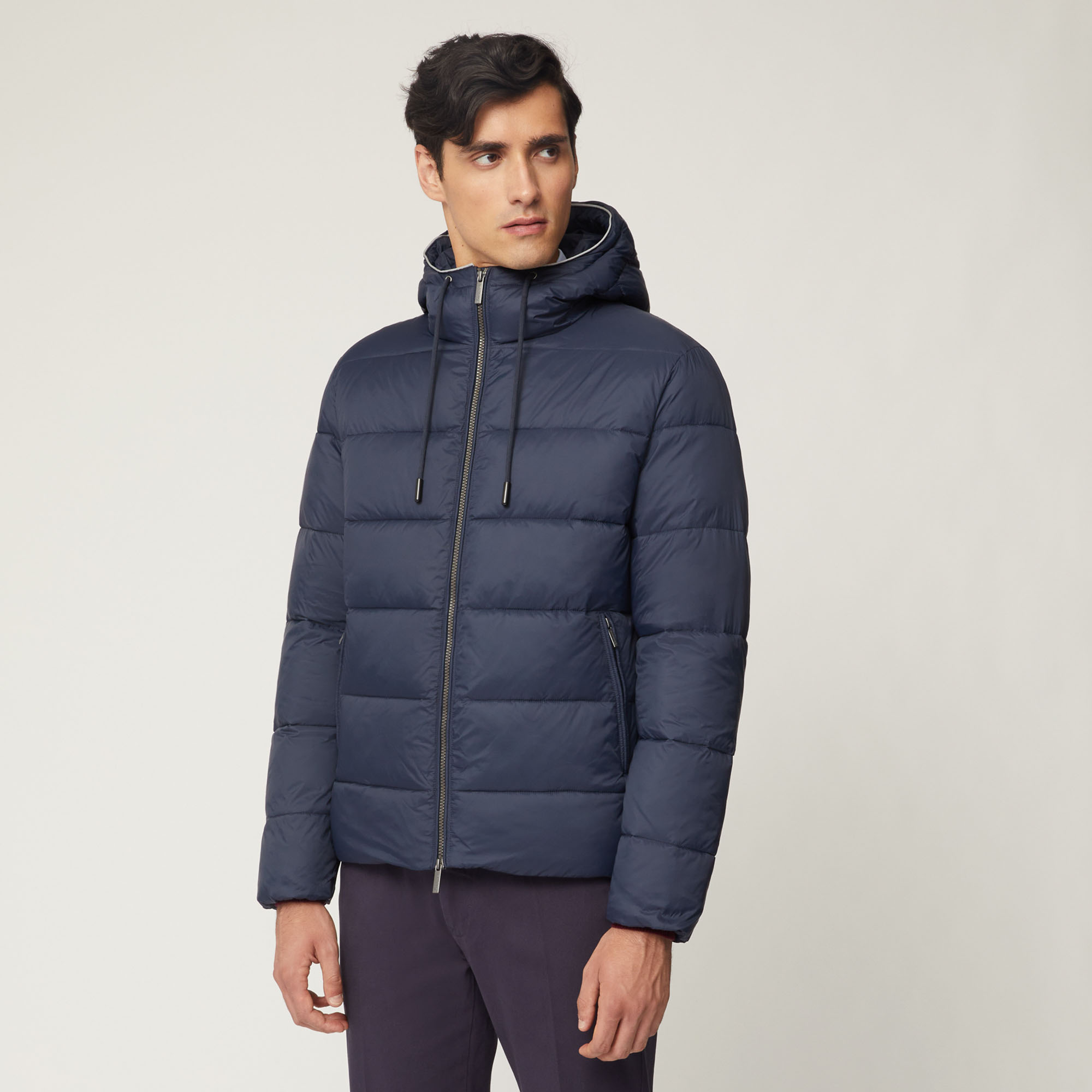 Giubbotto Trapuntato Con Zip E Cappuccio, Light Blue, large image number 0