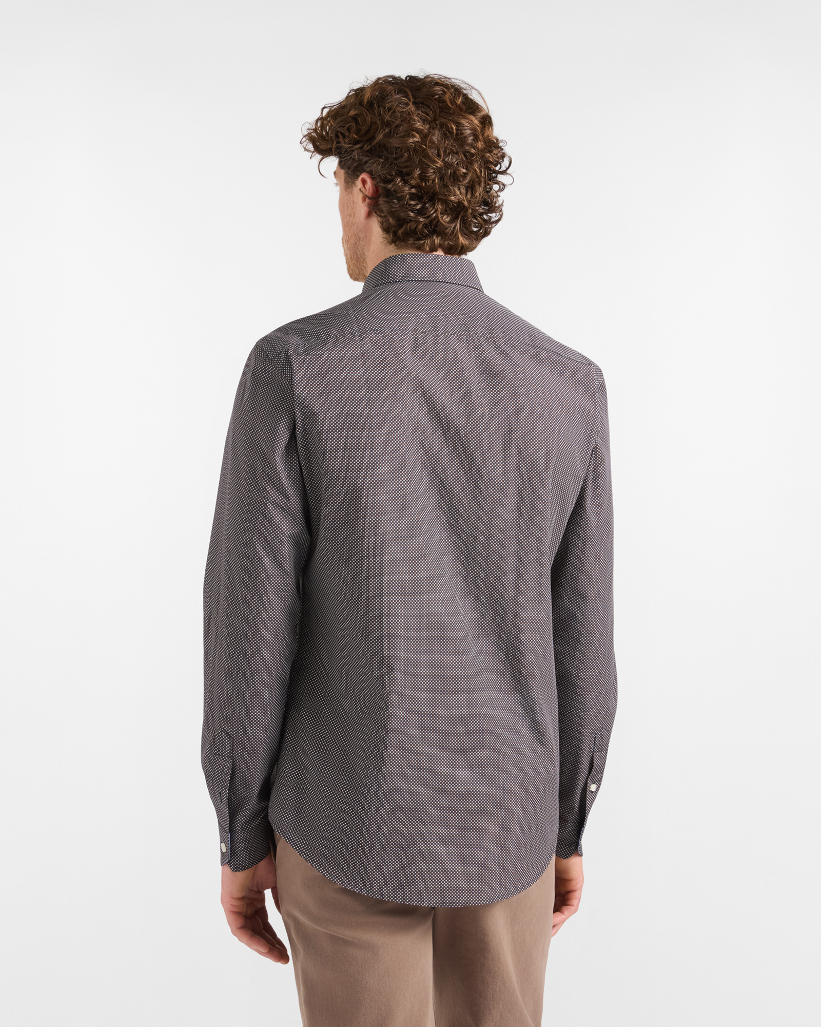 Camicia HBJ Uomo Narrow Fit in puro cotone con microstampa e collo Montecarlo, BLU SCURO, large