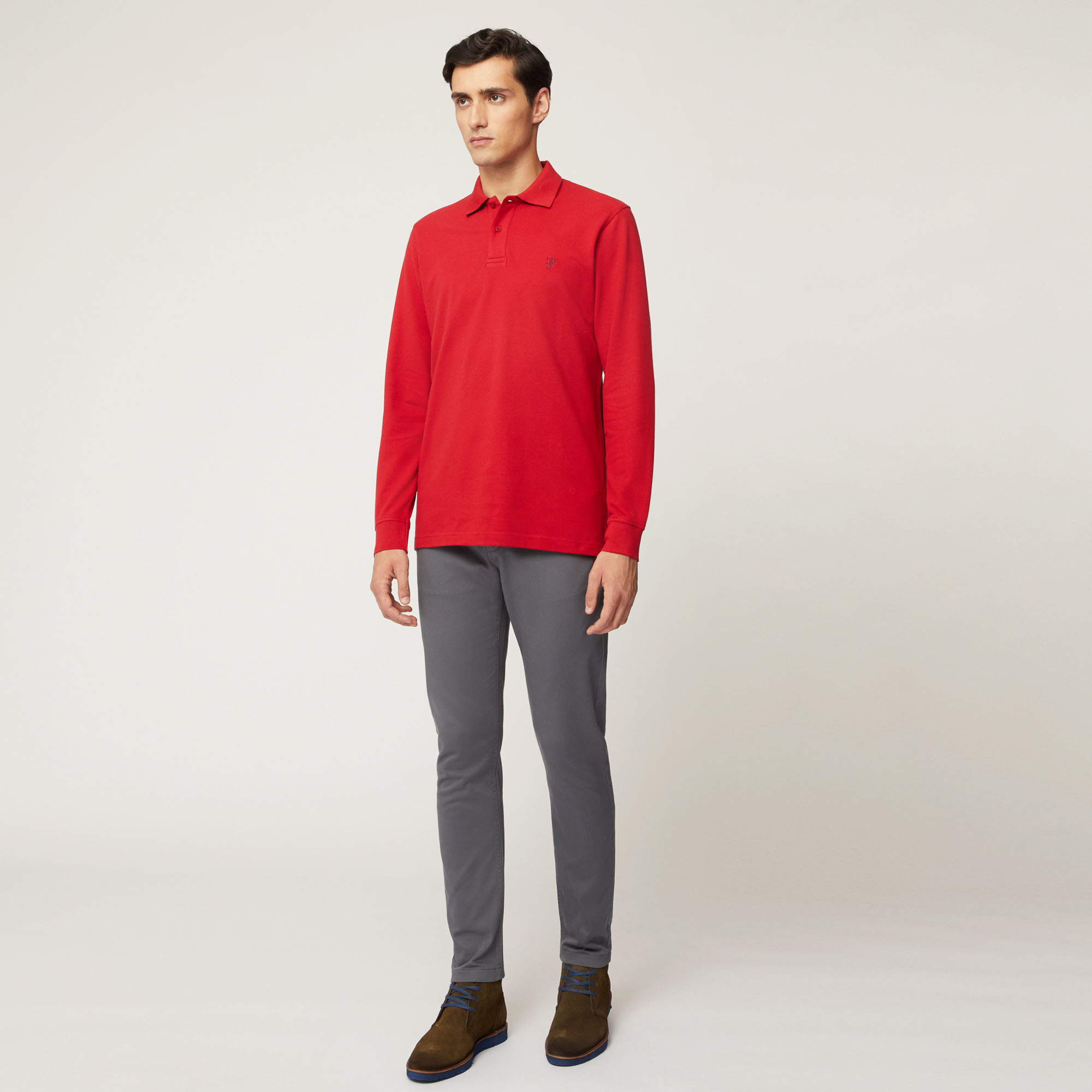 Polo A Maniche Lunghe Regular Fit, Rosso, large image number 3