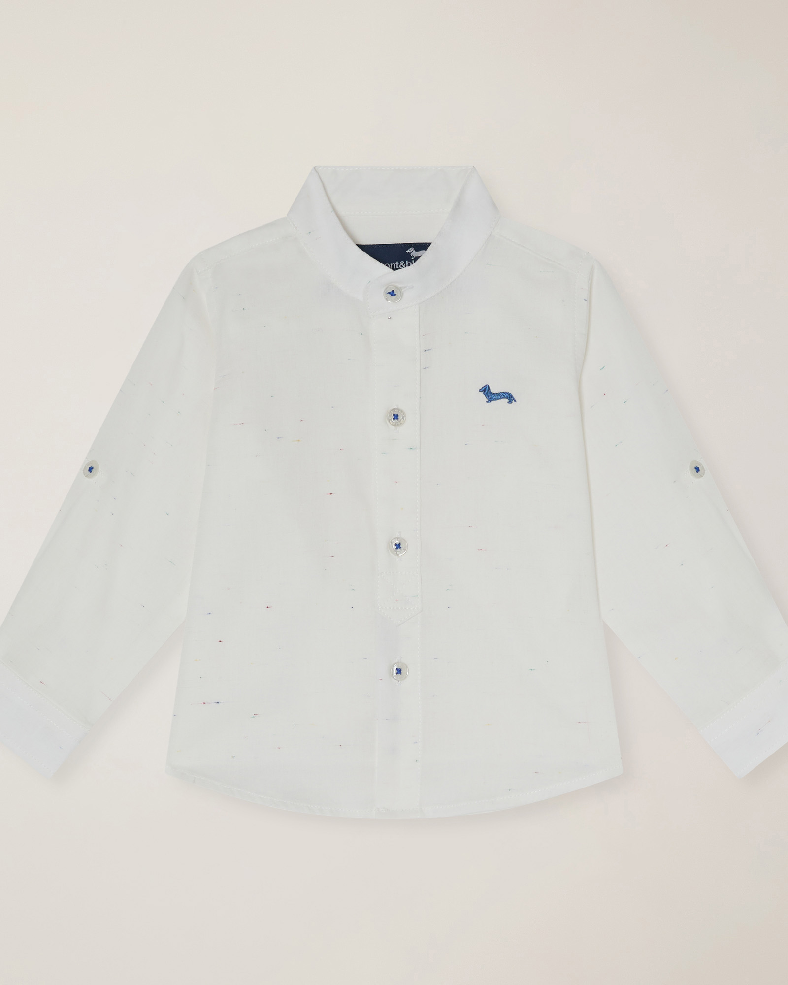 Cotton shirt with mandarin collar , White, large image number 0
