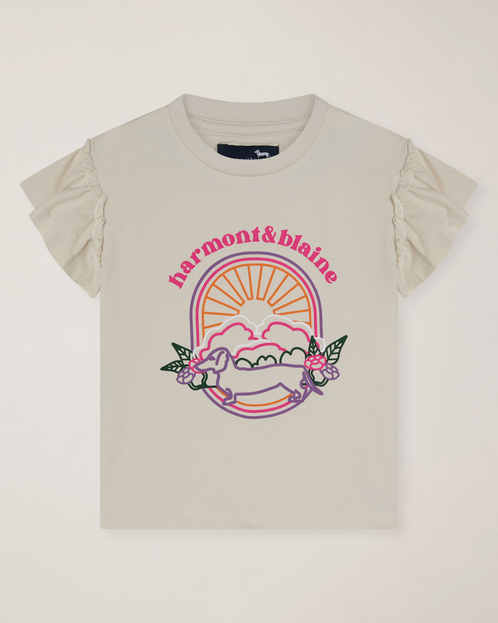 T-shirt with ruffle sleeves, Pearl Grey, large image number 0