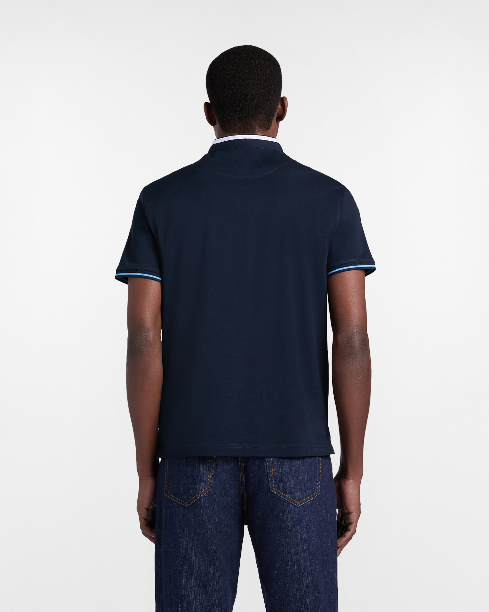 Men's polo shirt with mandarin collar