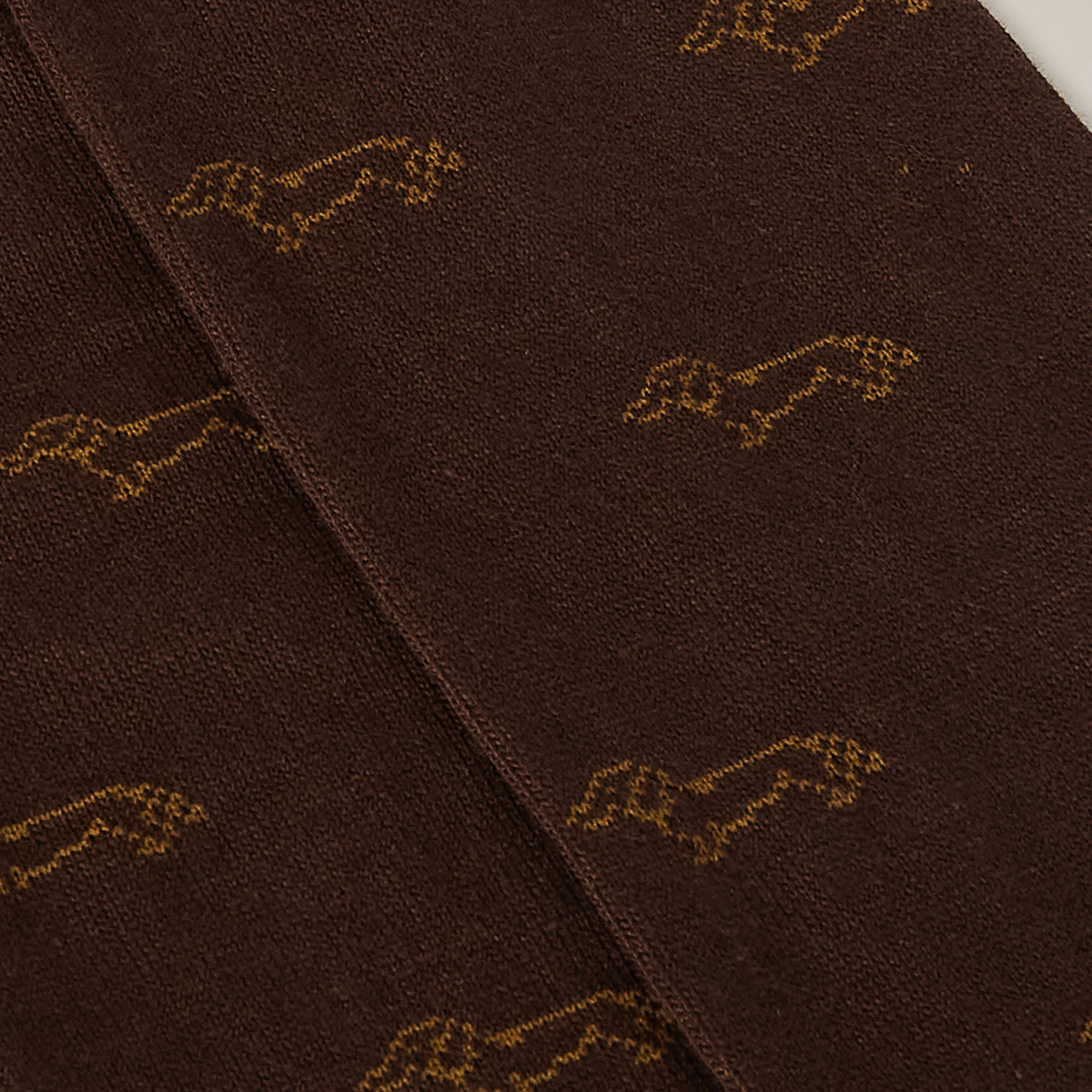 Long Socks With Dachshund Motif All Over, Brown, large
