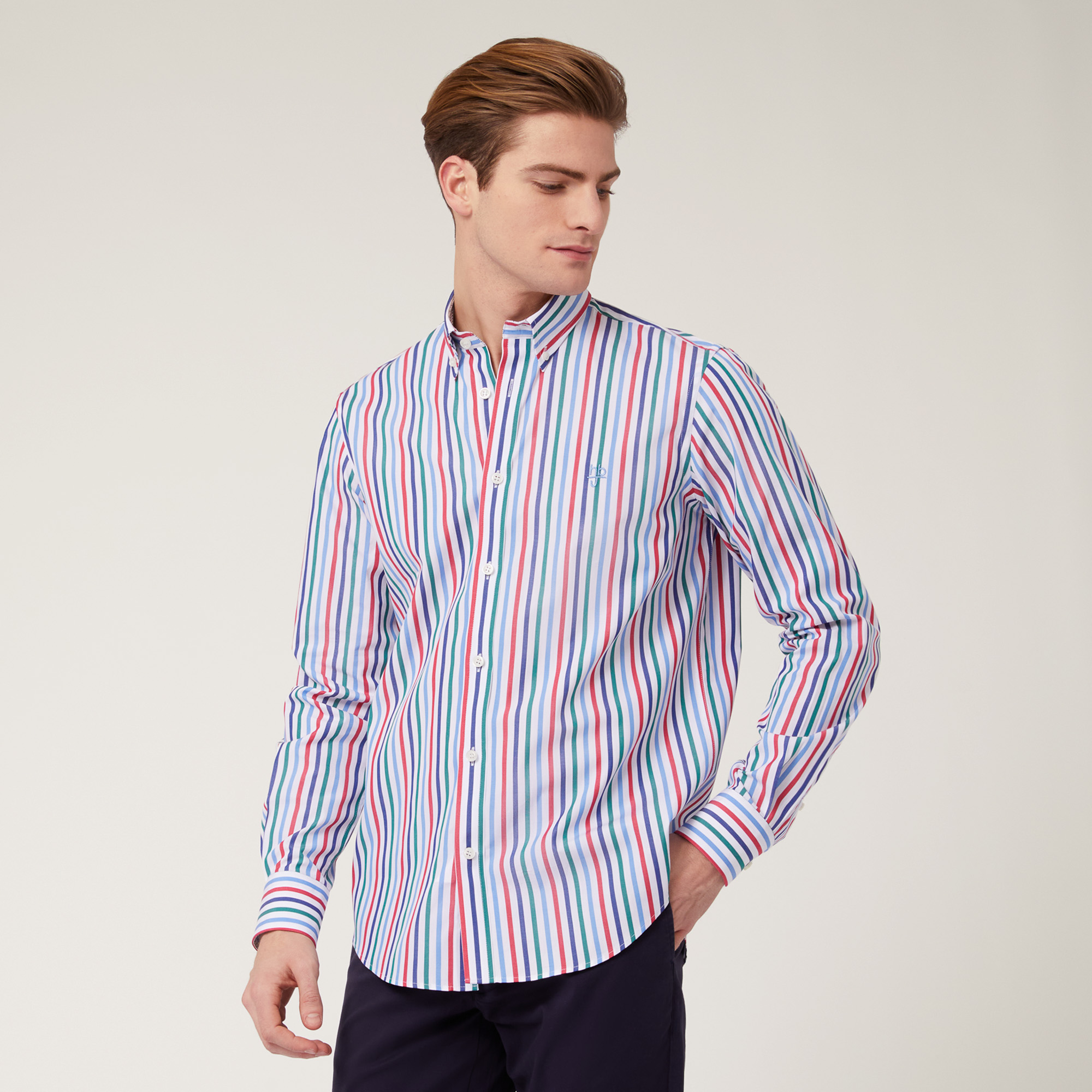 Camicia Regular A Righe in Rosso Luxury Italian GOODBYE SUMMER EVERYTHING AT 70 Harmont Blaine