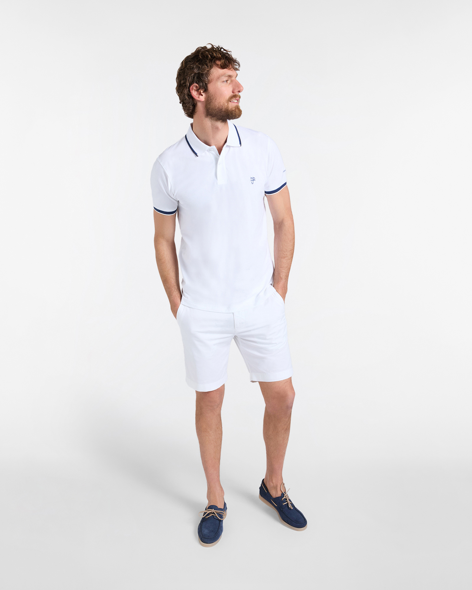 Polo uomo narrow fit con doppio logo, Bianco, large image number 3