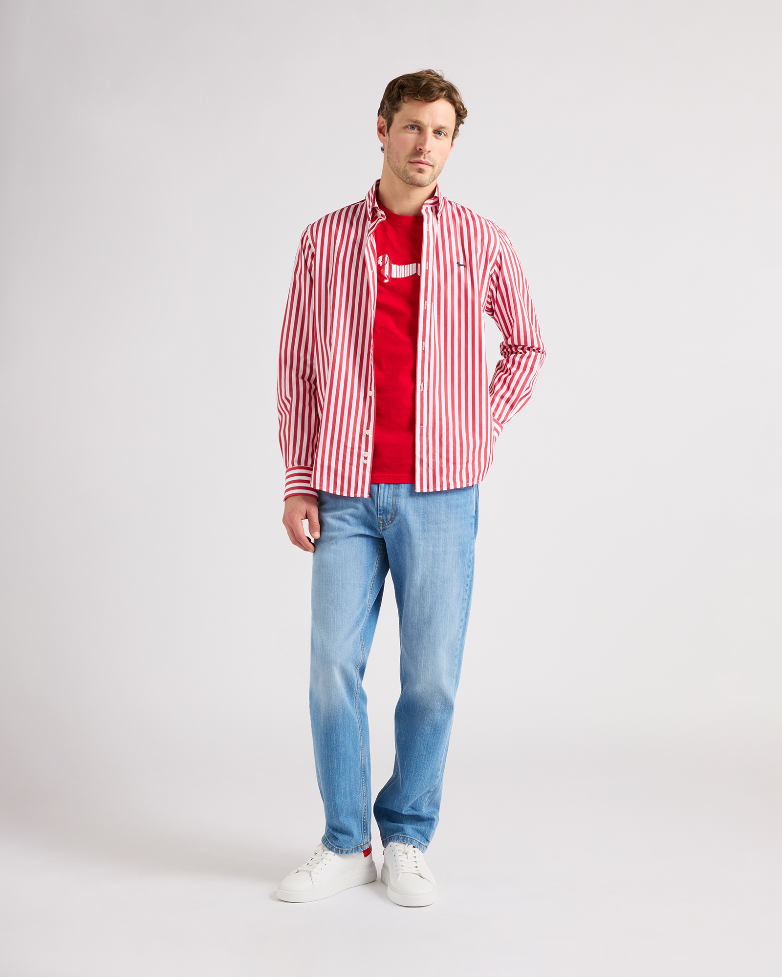 Camicia Uomo a Righe "Sorbetto", Rosso , large image number 3