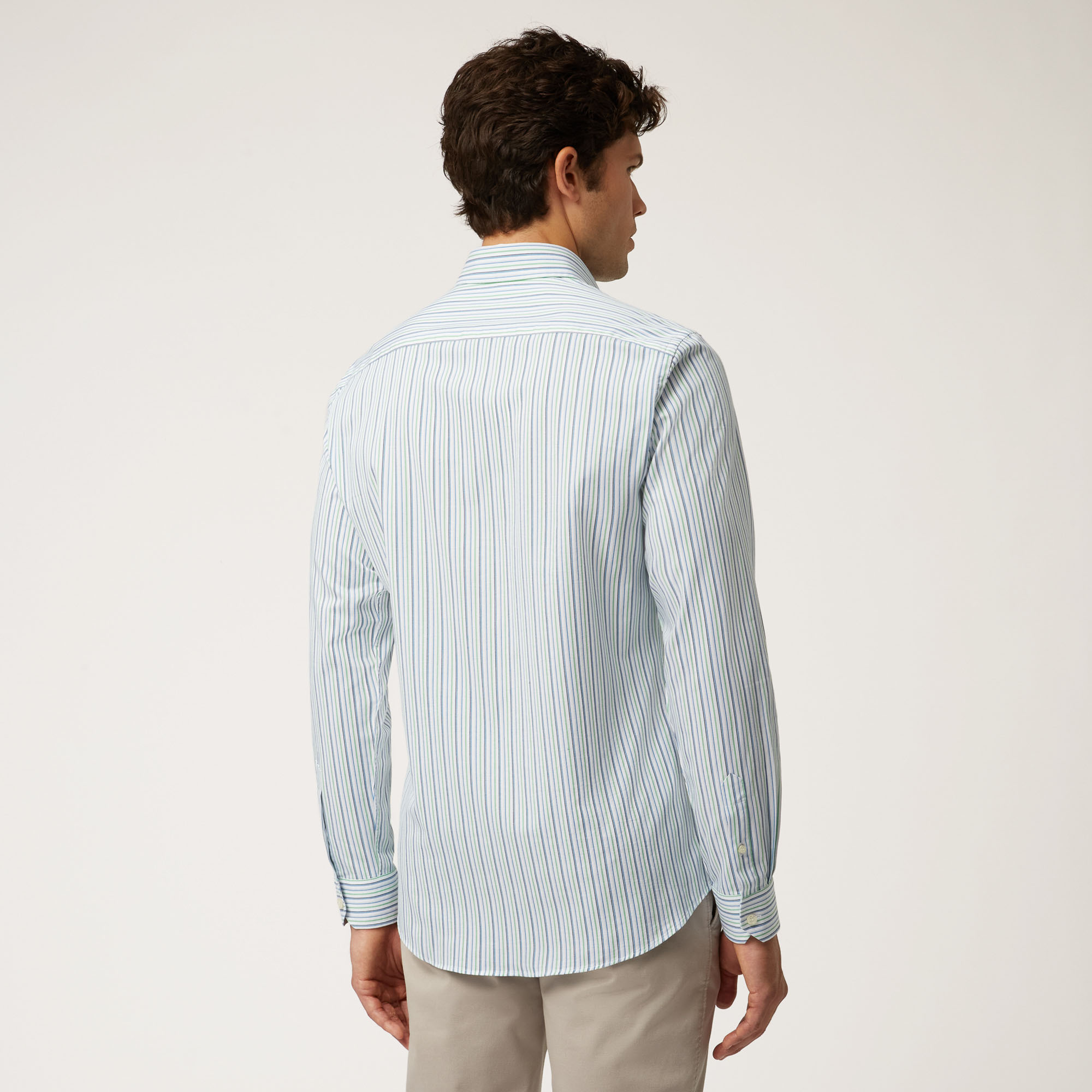 Camicia A Righe Con Interni A Contrasto, Bianco, large image number 1