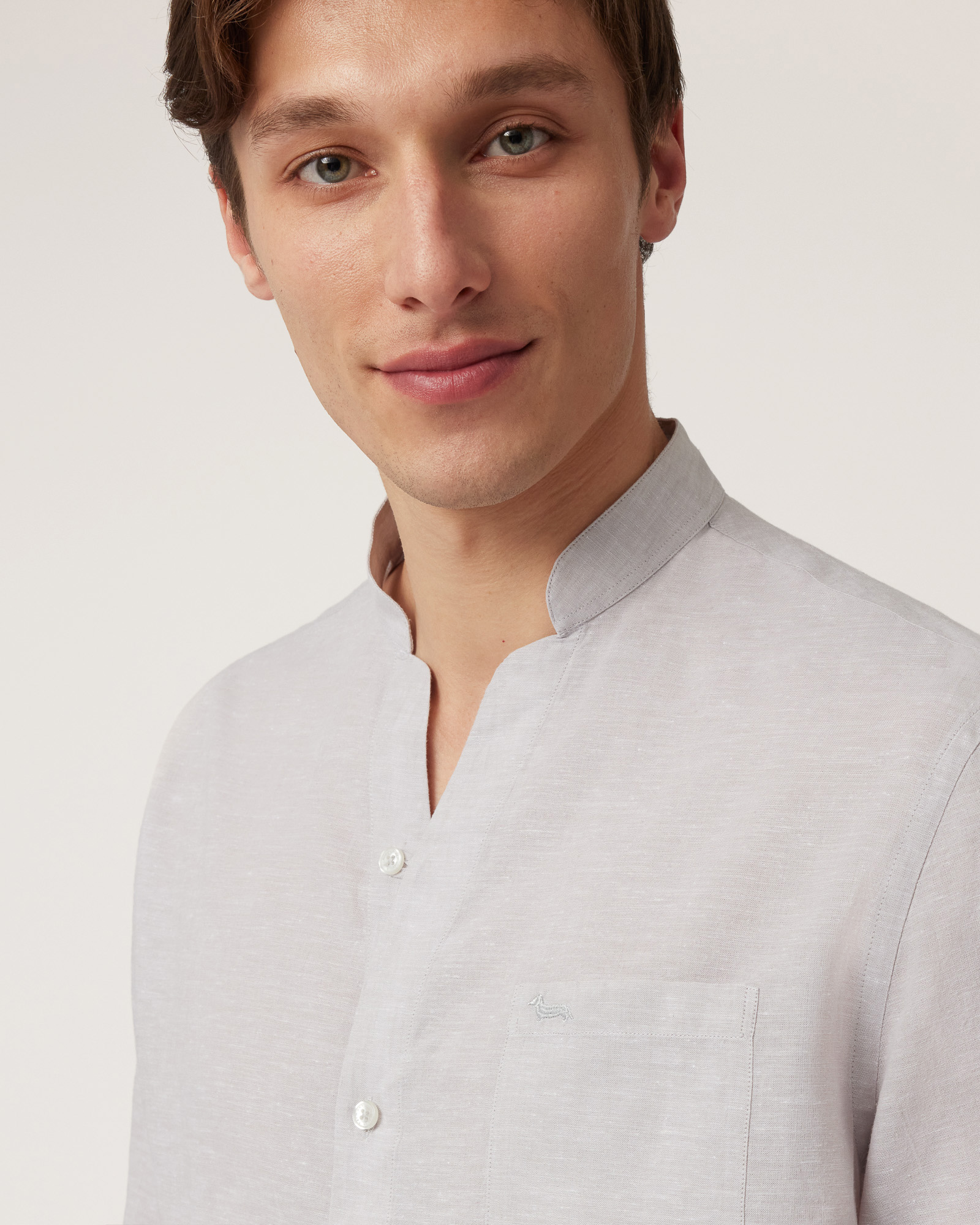 Shirt with Mandarin Collar, Silver Grey, large image number 2