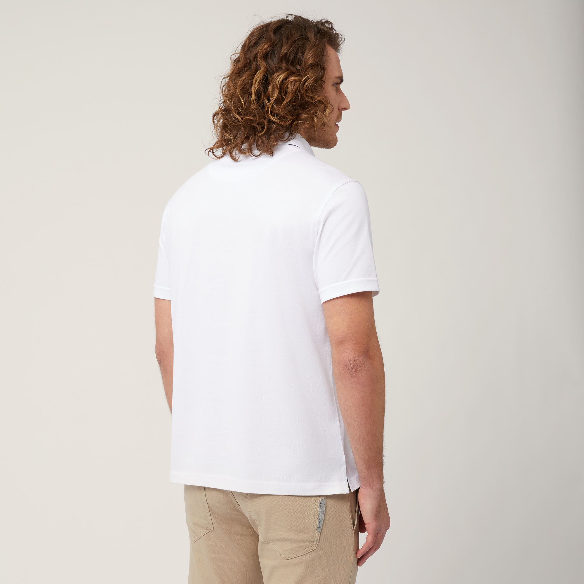 Polo In Cotone Stretch, Bianco, large image number 1