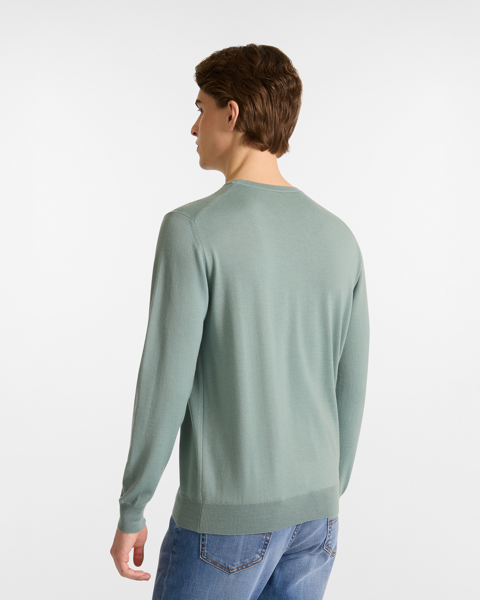 Suéter Cuello Redondo de Lana Merino, Verde Claro, large image number 1