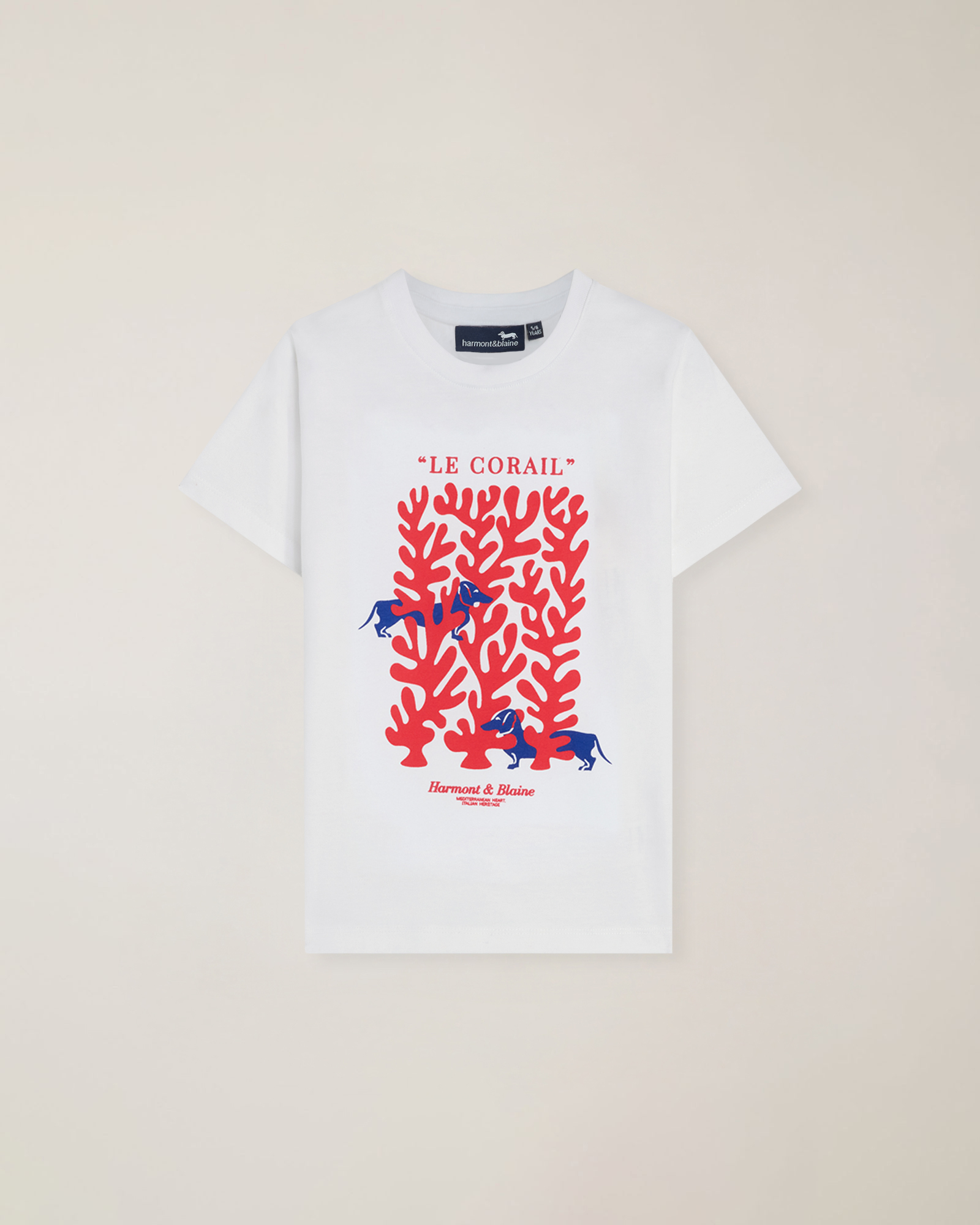 T-shirt con stampa corallo e bassotti