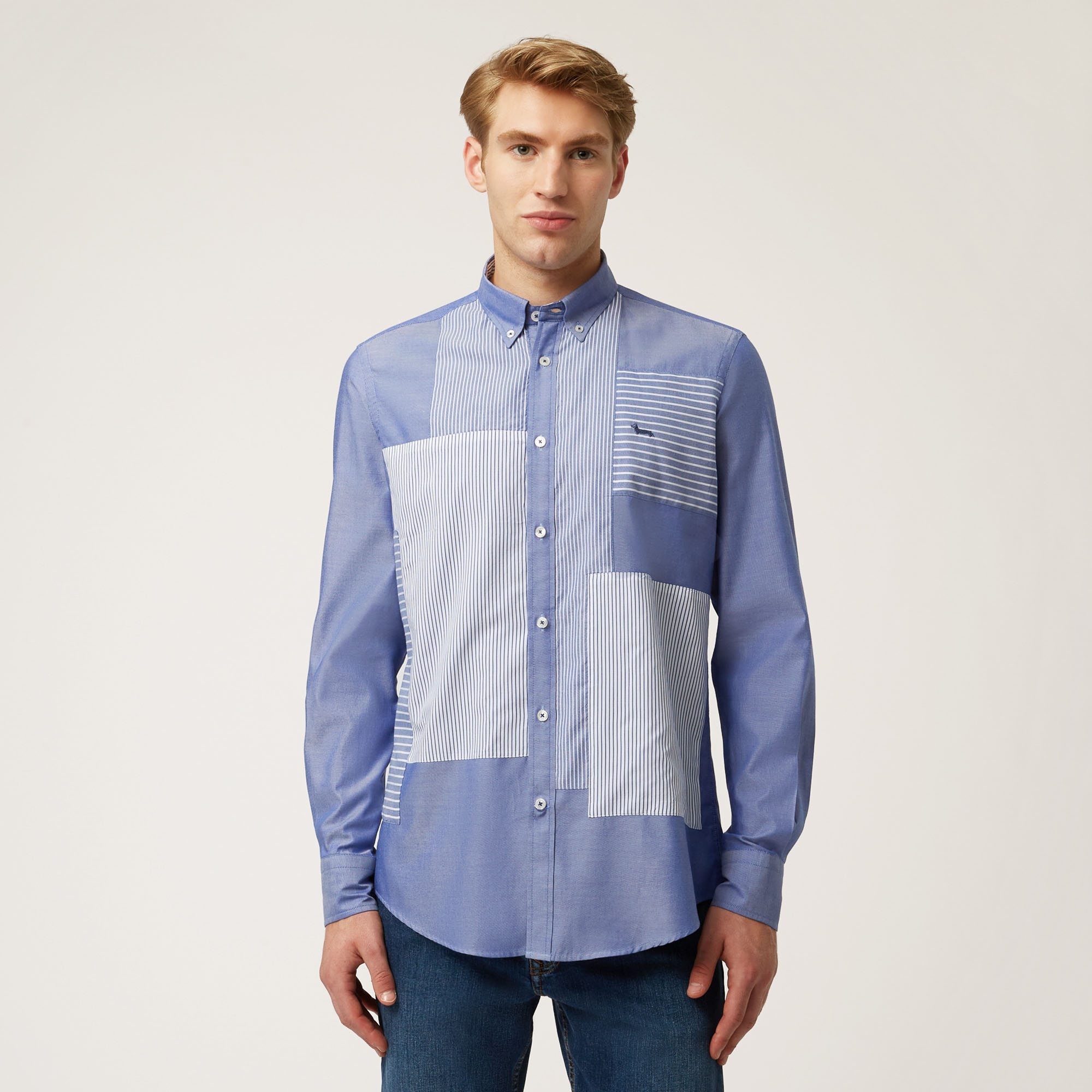 Camicia In Cotone Con Patch, Blu Chiaro, large