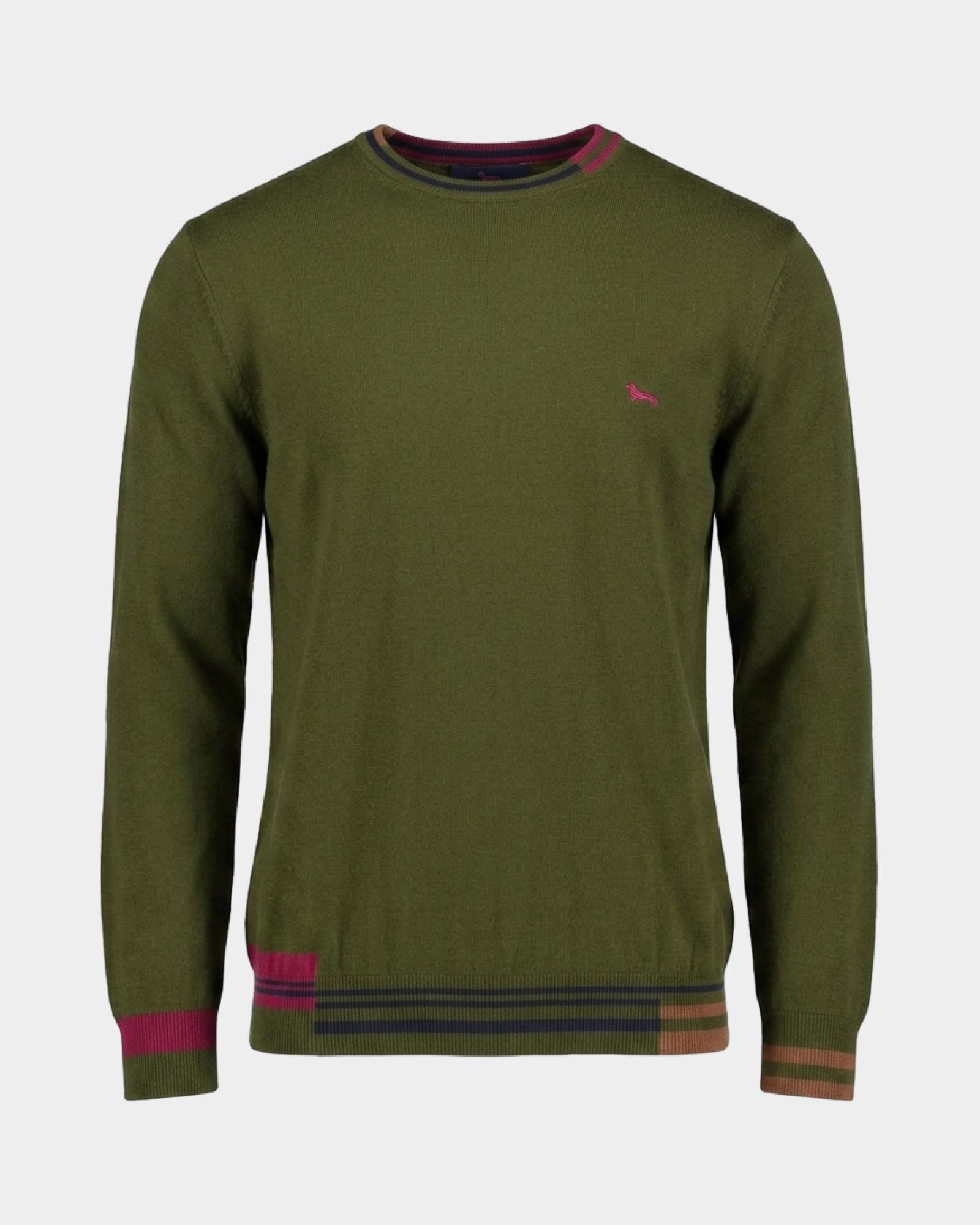 Jersey Hombre en mezcla de lana y algod&oacute;n Regular Fit, VERDE DEPORTIVO, large