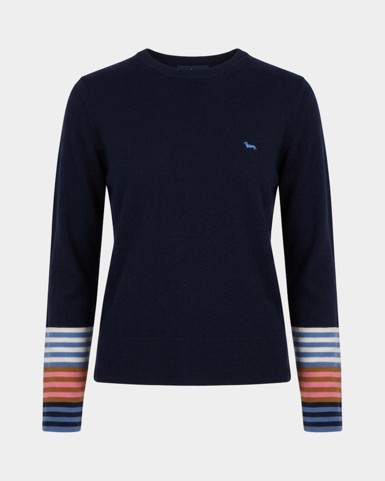 Women's sweater in wool blend, BLUE, large