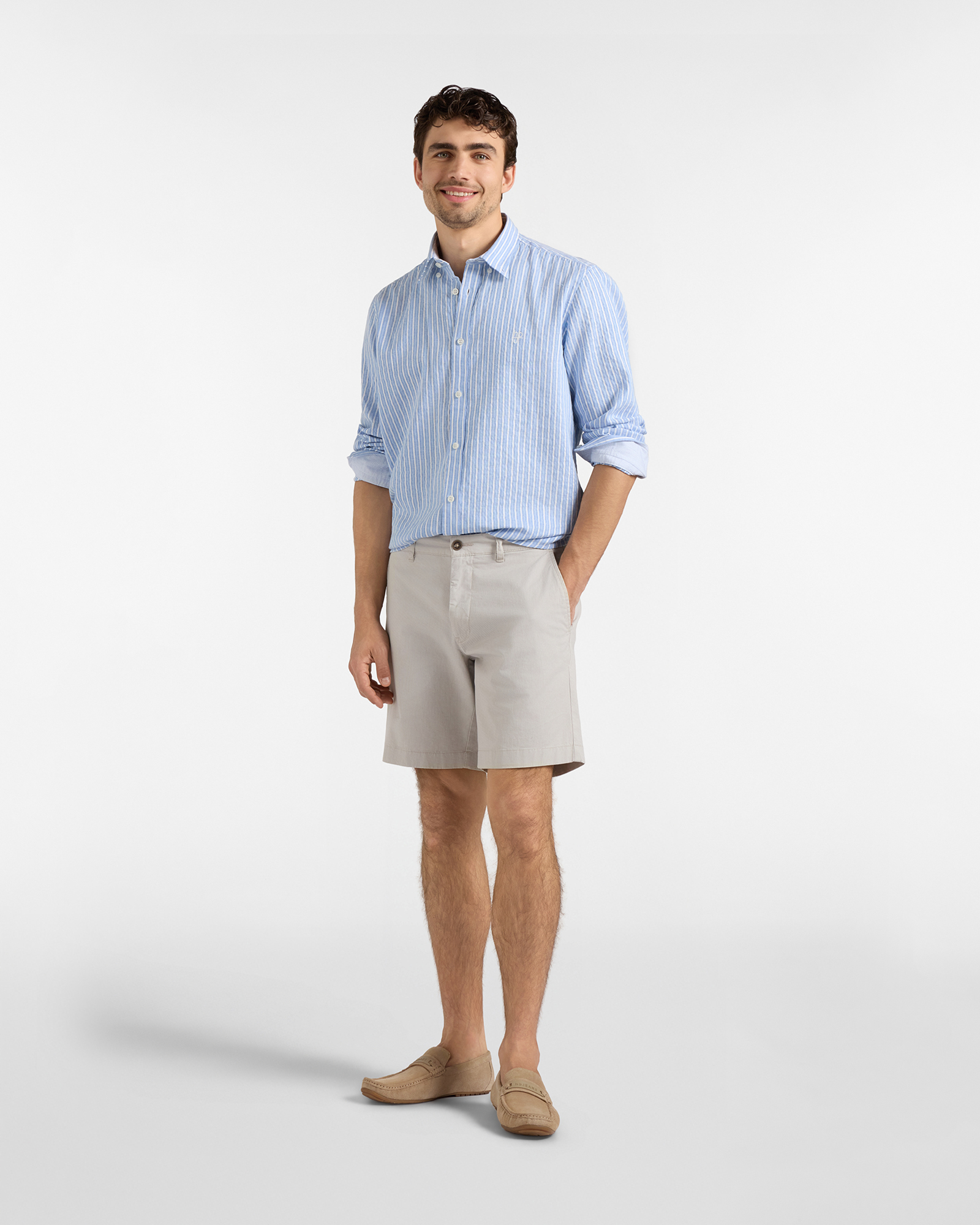 Men's micro-print chino Bermuda shorts, Beige, large image number 3