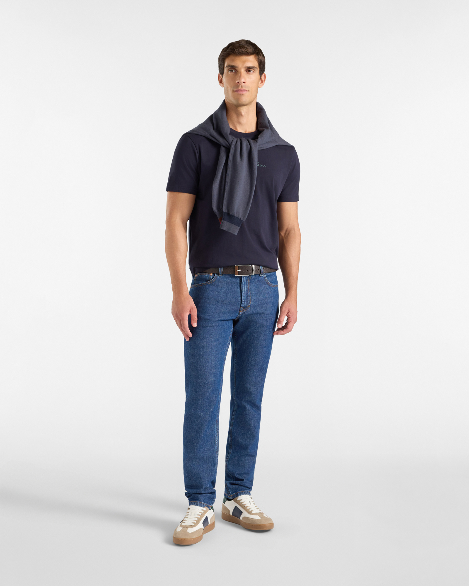 Camiseta de hombre de 100 % puro algod&oacute;n de corte regular, AZUL MARINO, large image number 3
