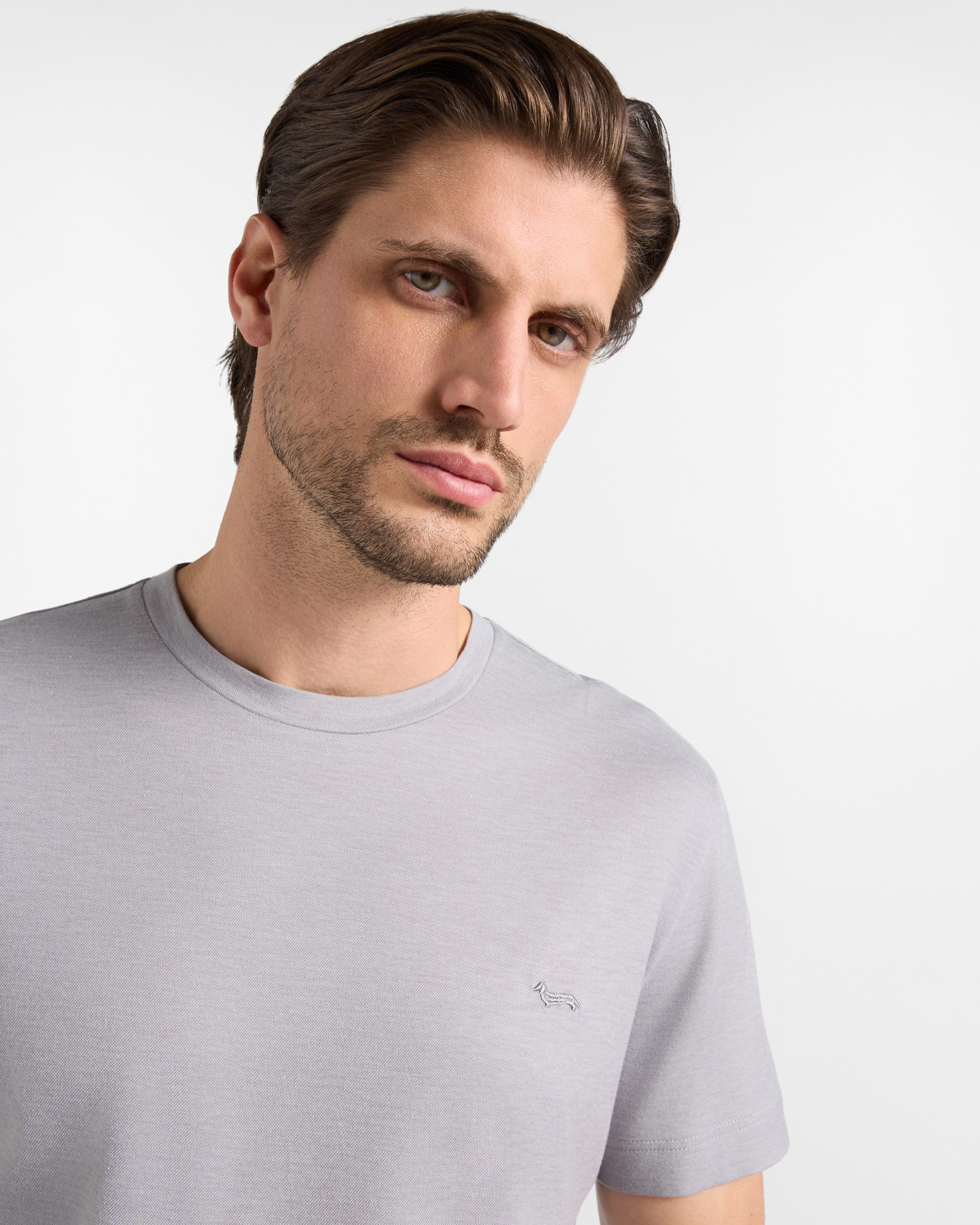 COTTON-LYOCELL PIQU&Eacute; T-SHIRT MM, GRAY, large image number 2