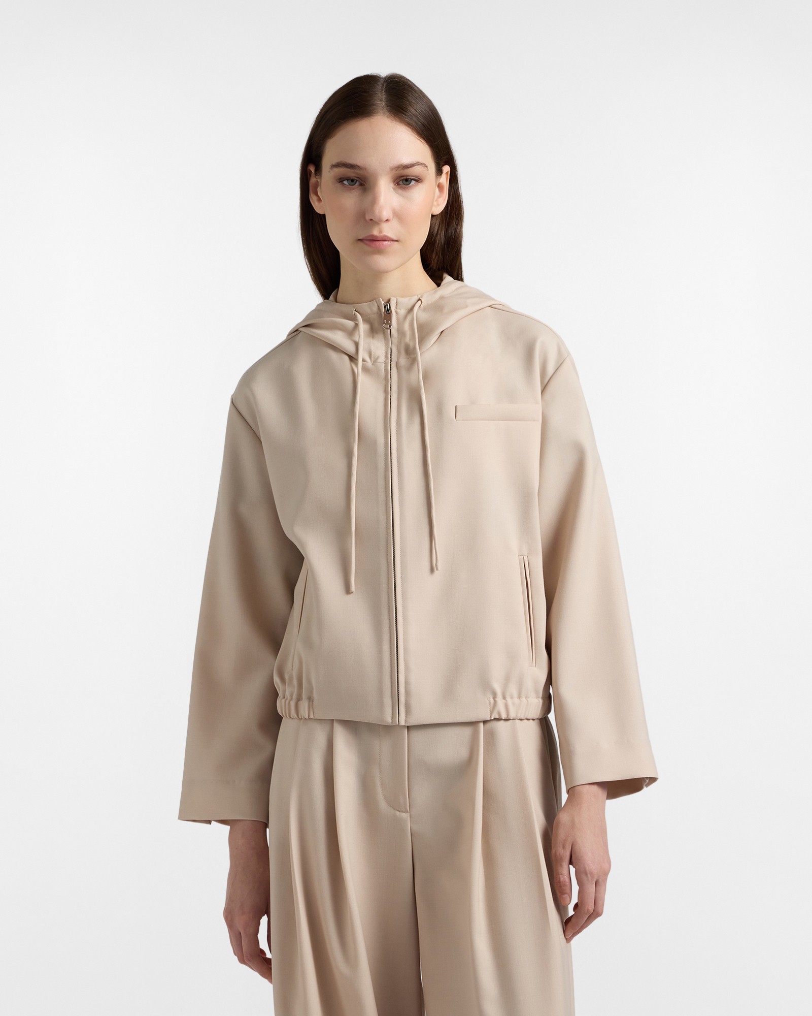 Giacca con cappuccio, Donna, Beige, Taglia: 36