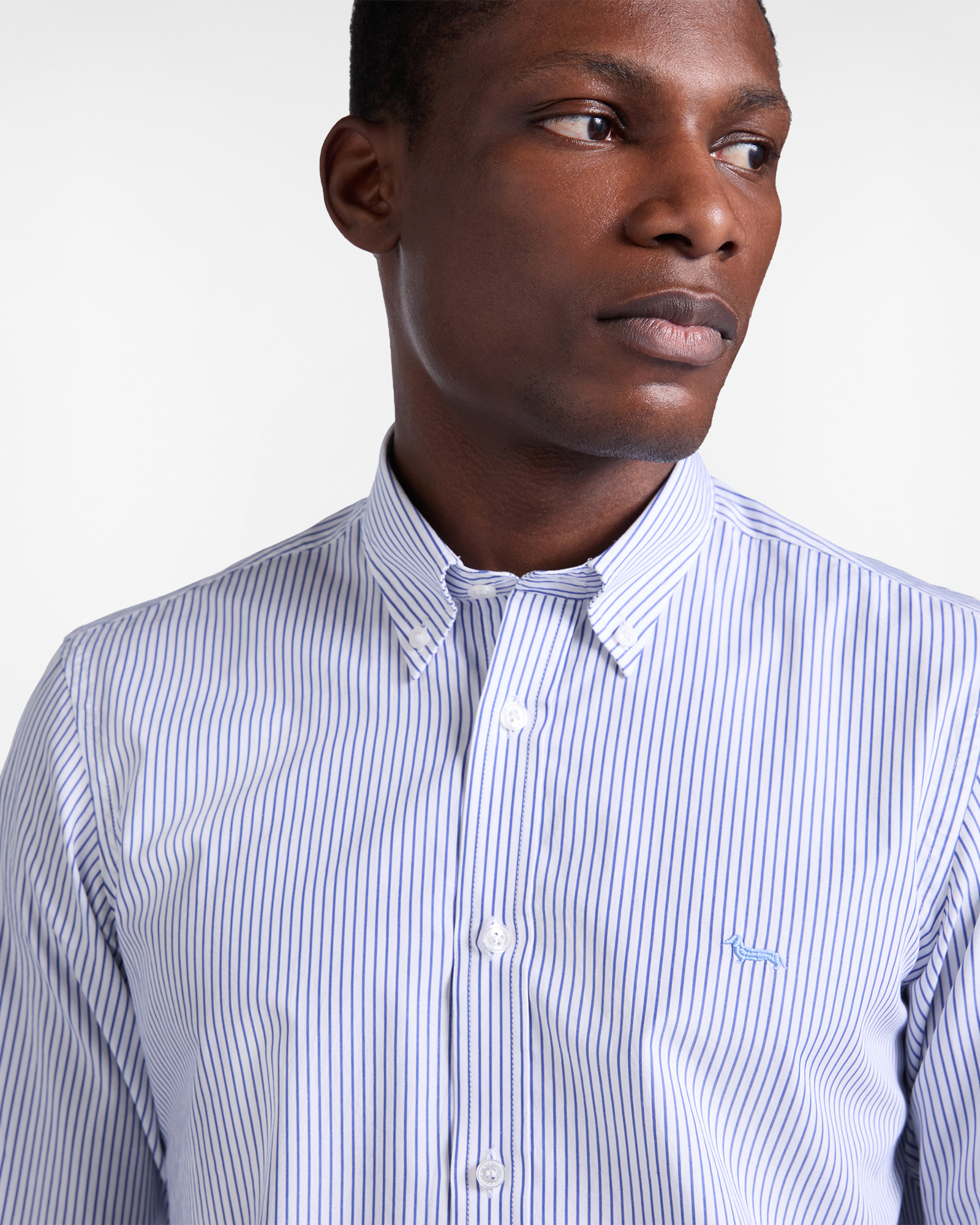 Narrow-fit striped shirt, Navy Blue, large image number 2