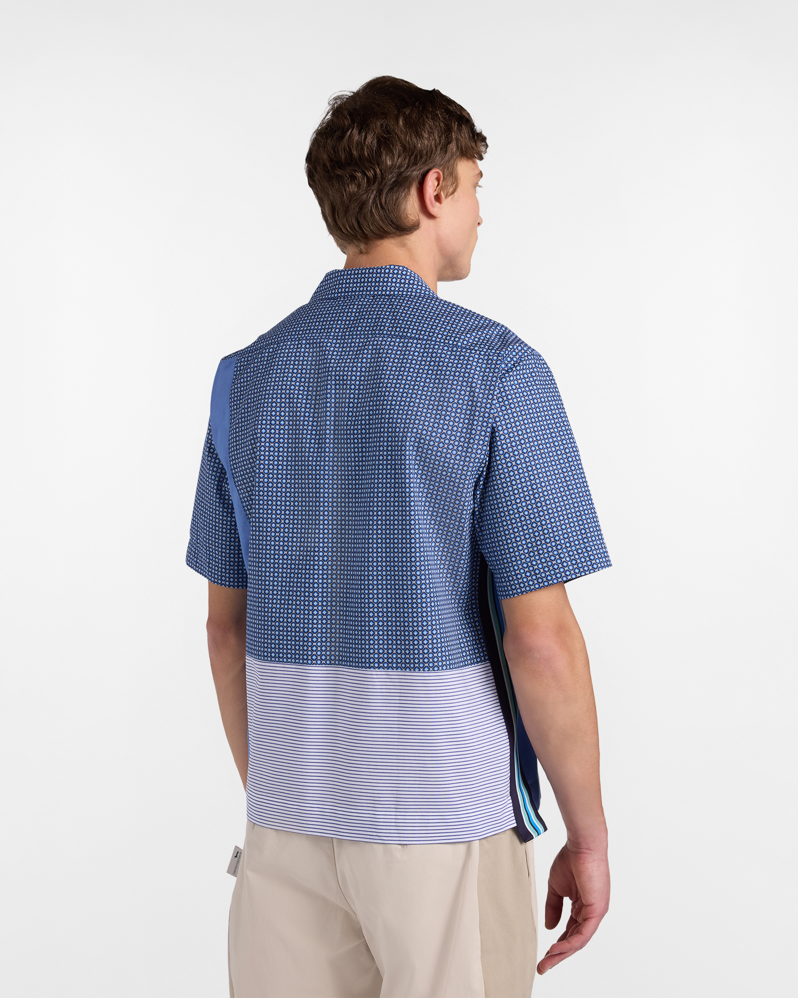 Men's Re-Loved bowling shirt made from a mix and match of Italian fabrics, Blue, large image number 2