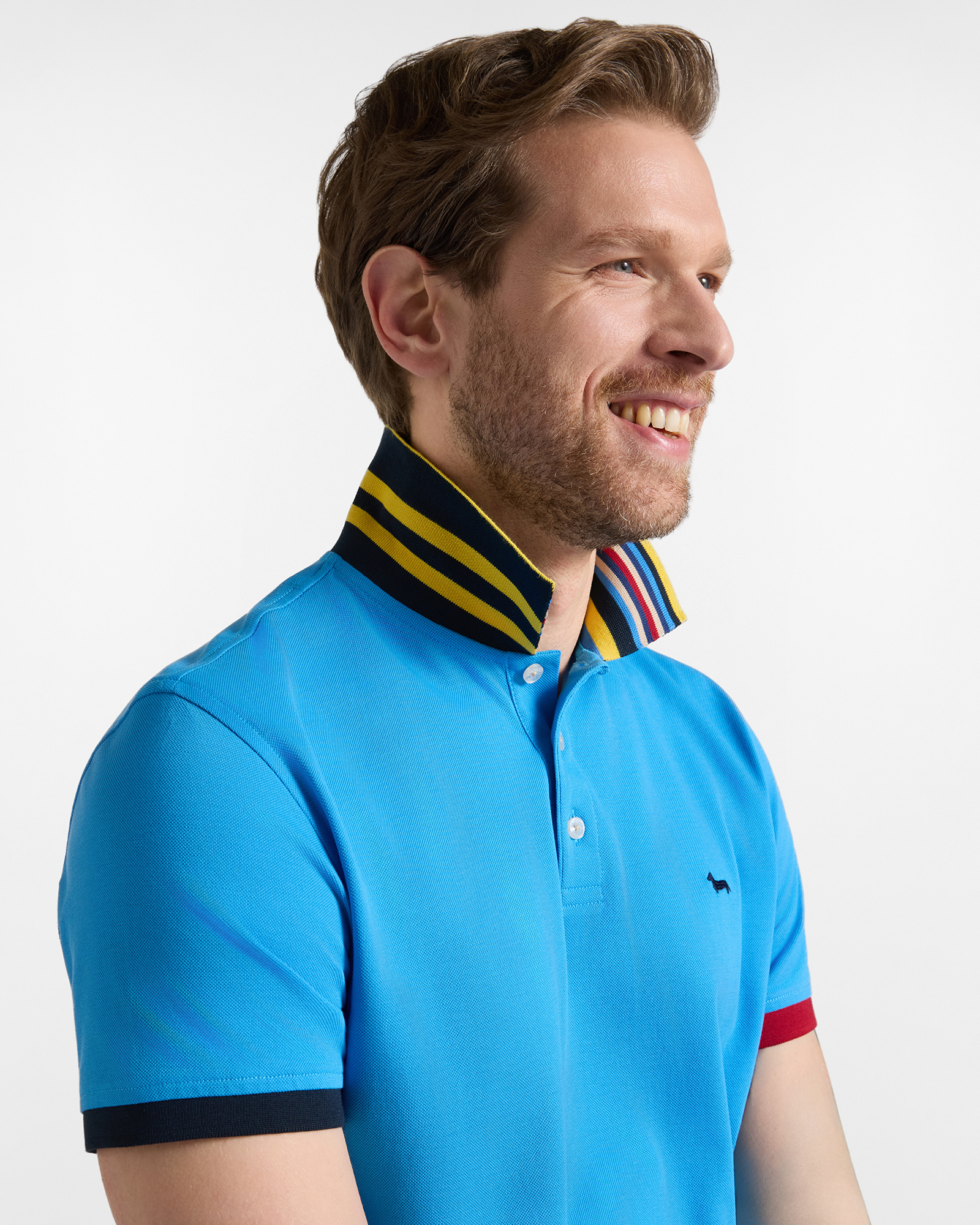MERCERIZED PIQU&Eacute; POLO SHIRT WITH CONTRAST COLLAR AND HEM, LIGHT BLUE, large image number 2
