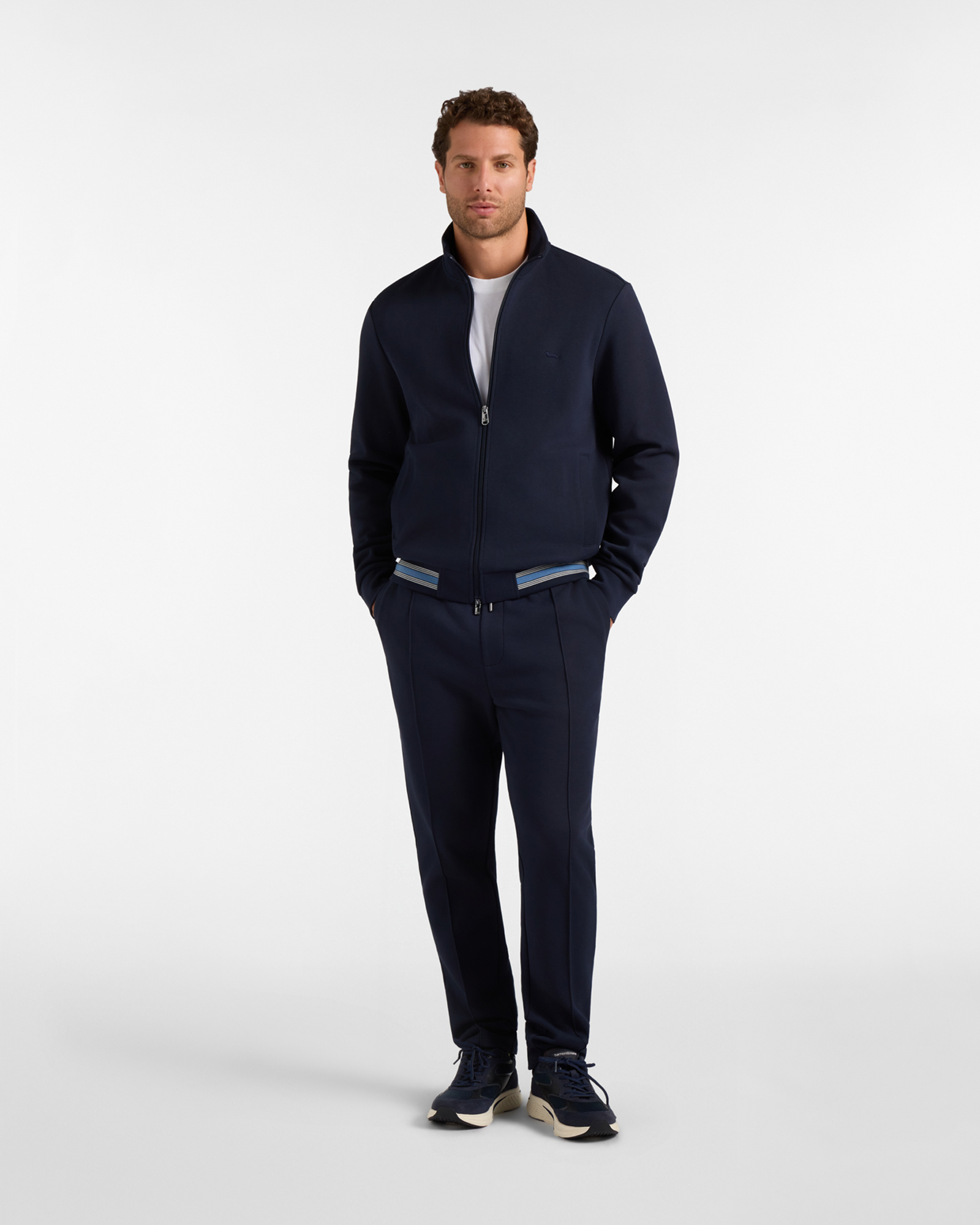 Sudadera para hombre con cremallera completa en piqu&eacute;  con acabado de rayas, AZUL MARINO, large image number 3