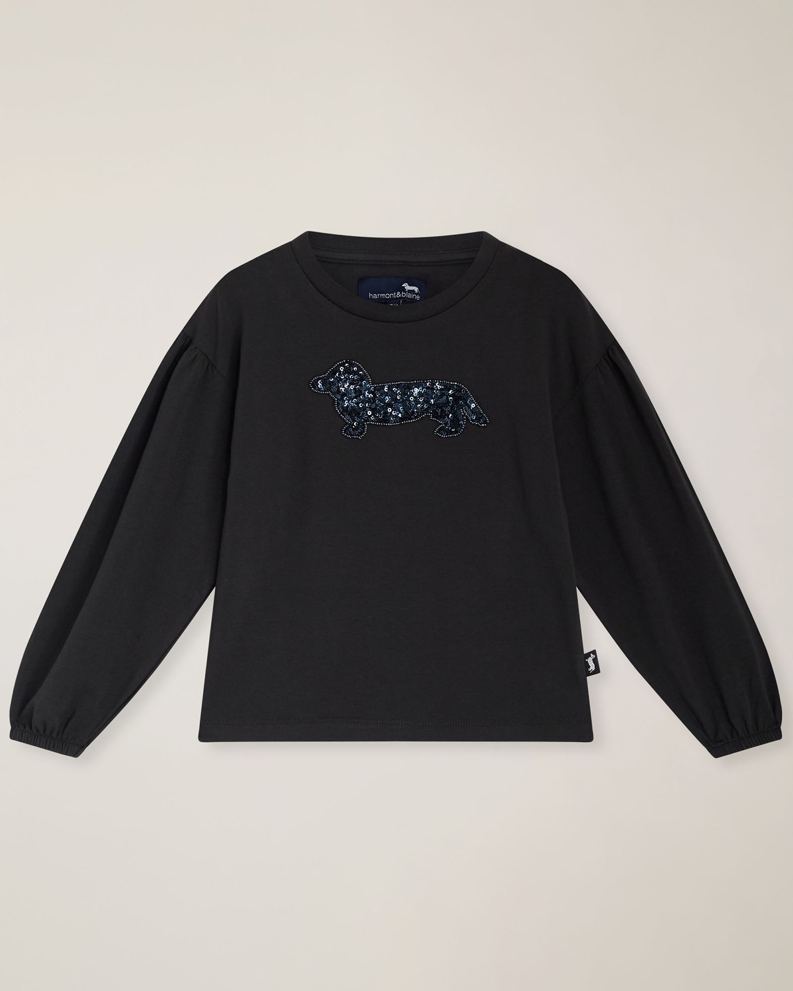 Jersey T‑shirt with sequin logo embroidery