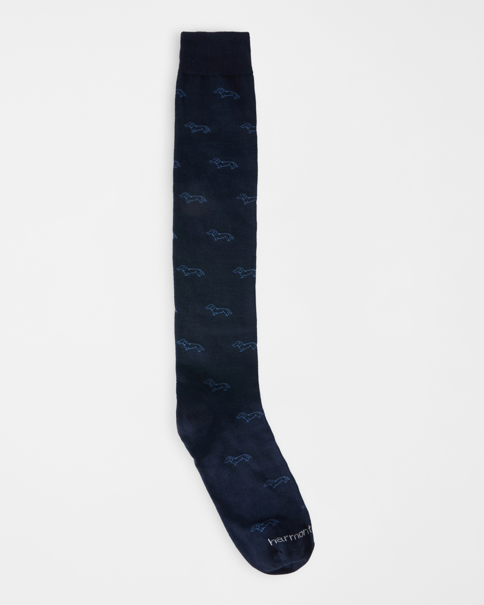 Long socks with all-over dachshund, Blue, large