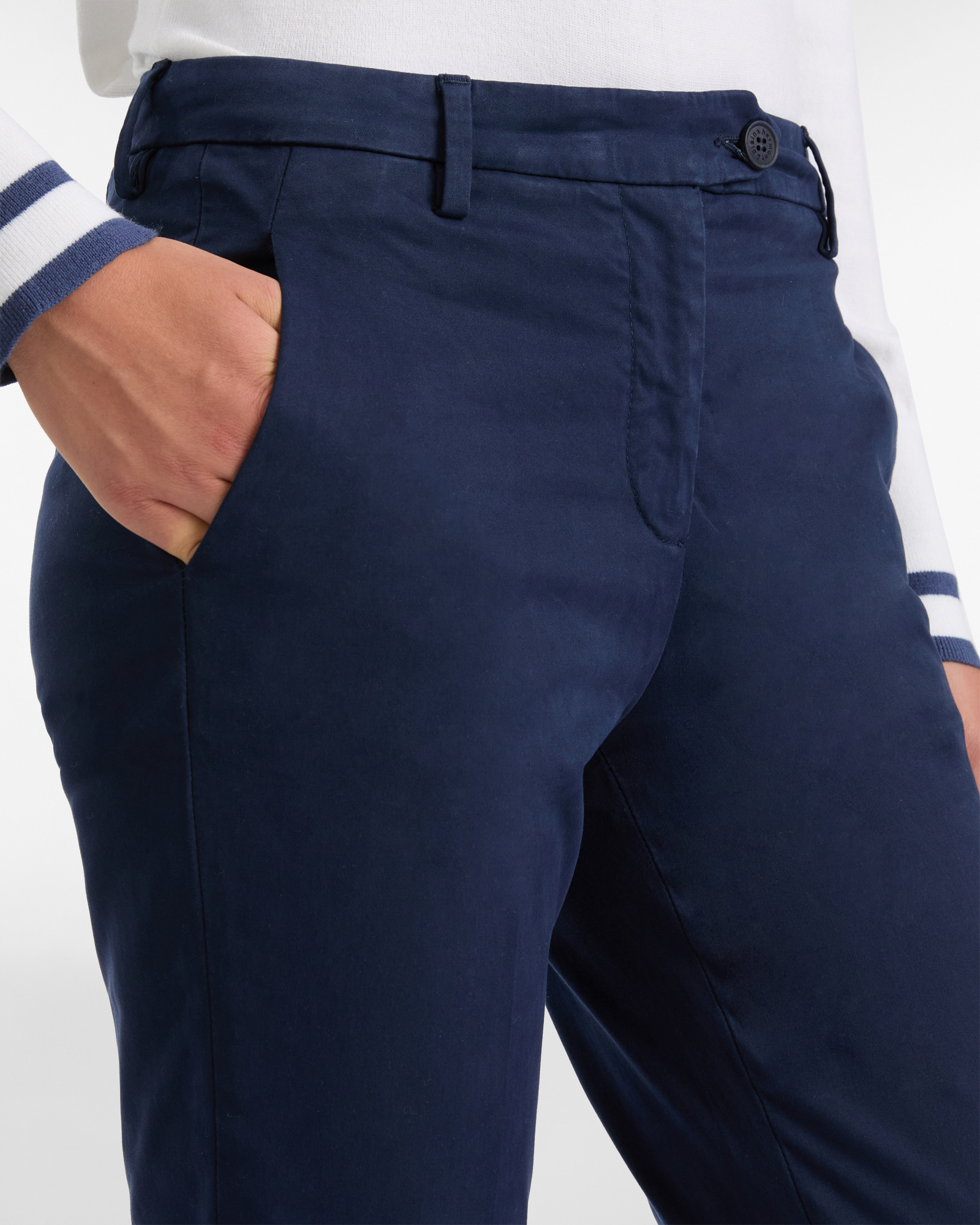Stretch Gabardine Trousers, Navy Blue, large image number 2