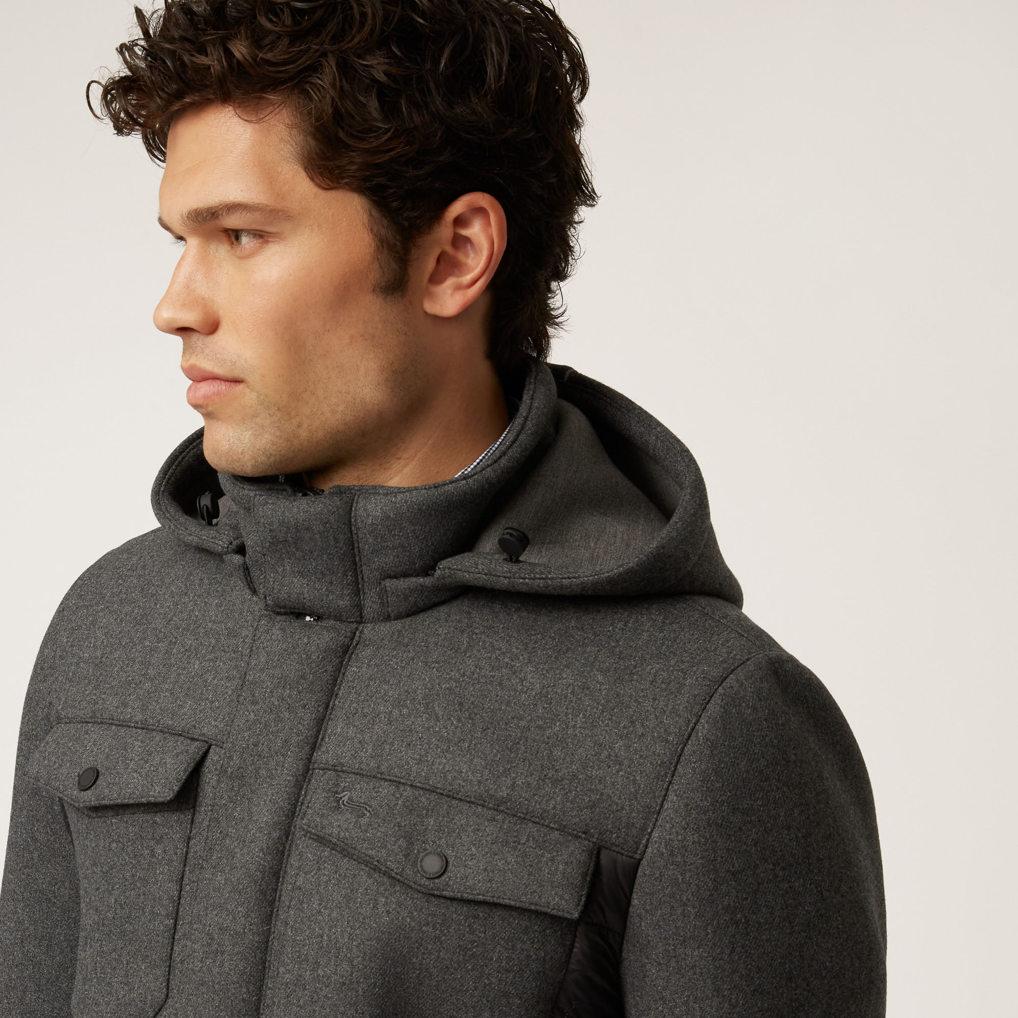 Ski Lounge Hooded Wool-Blend Jacket, Gray, large image number 2