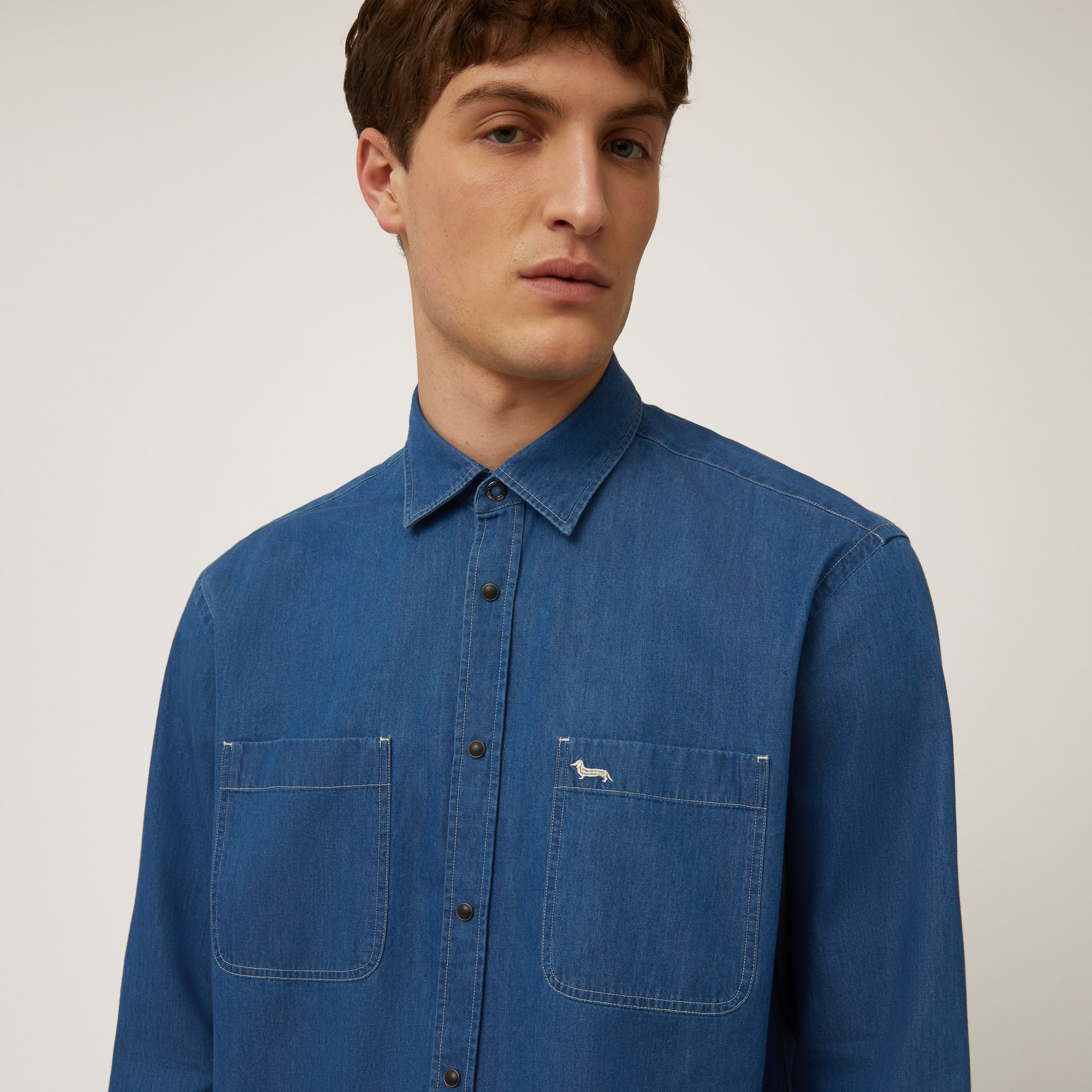 Camicia In Denim Con Bassotto, Blu Denim, large image number 2