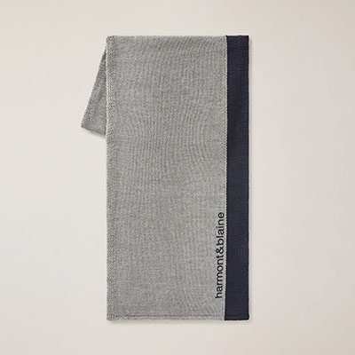 Two-Tone Wool-Blend Scarf With Lettering