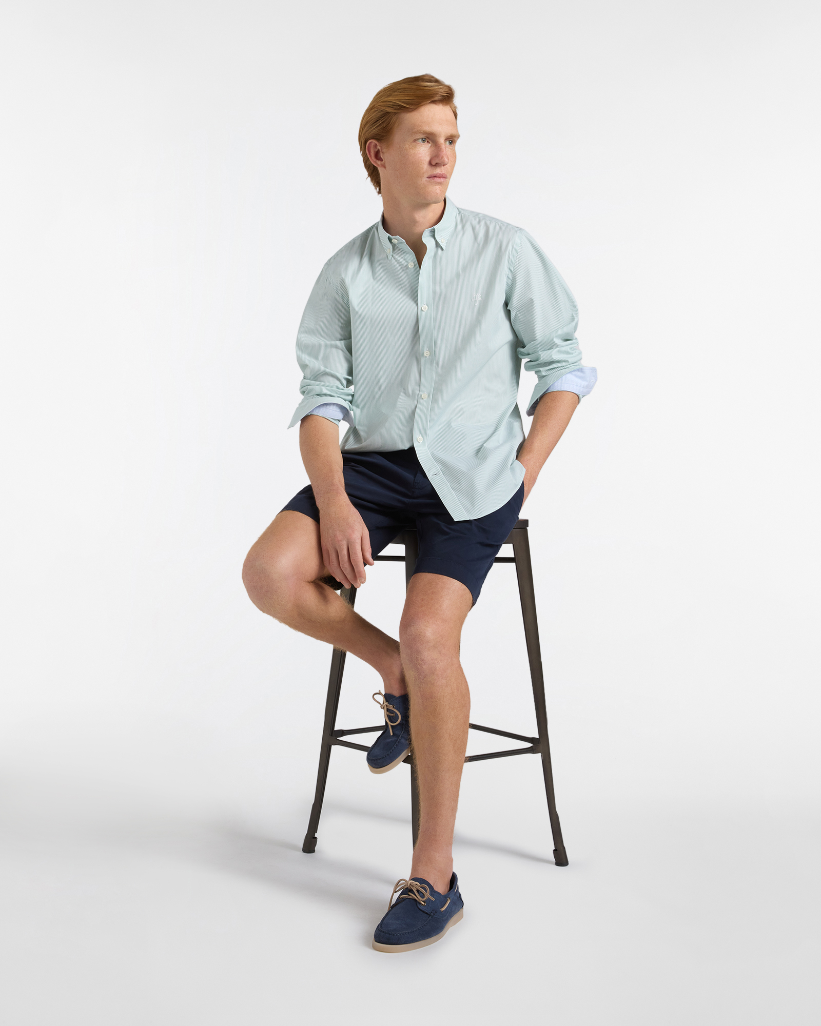 Camicia Uomo a Righe Narrow Fit, Verde chiaro, large image number 3