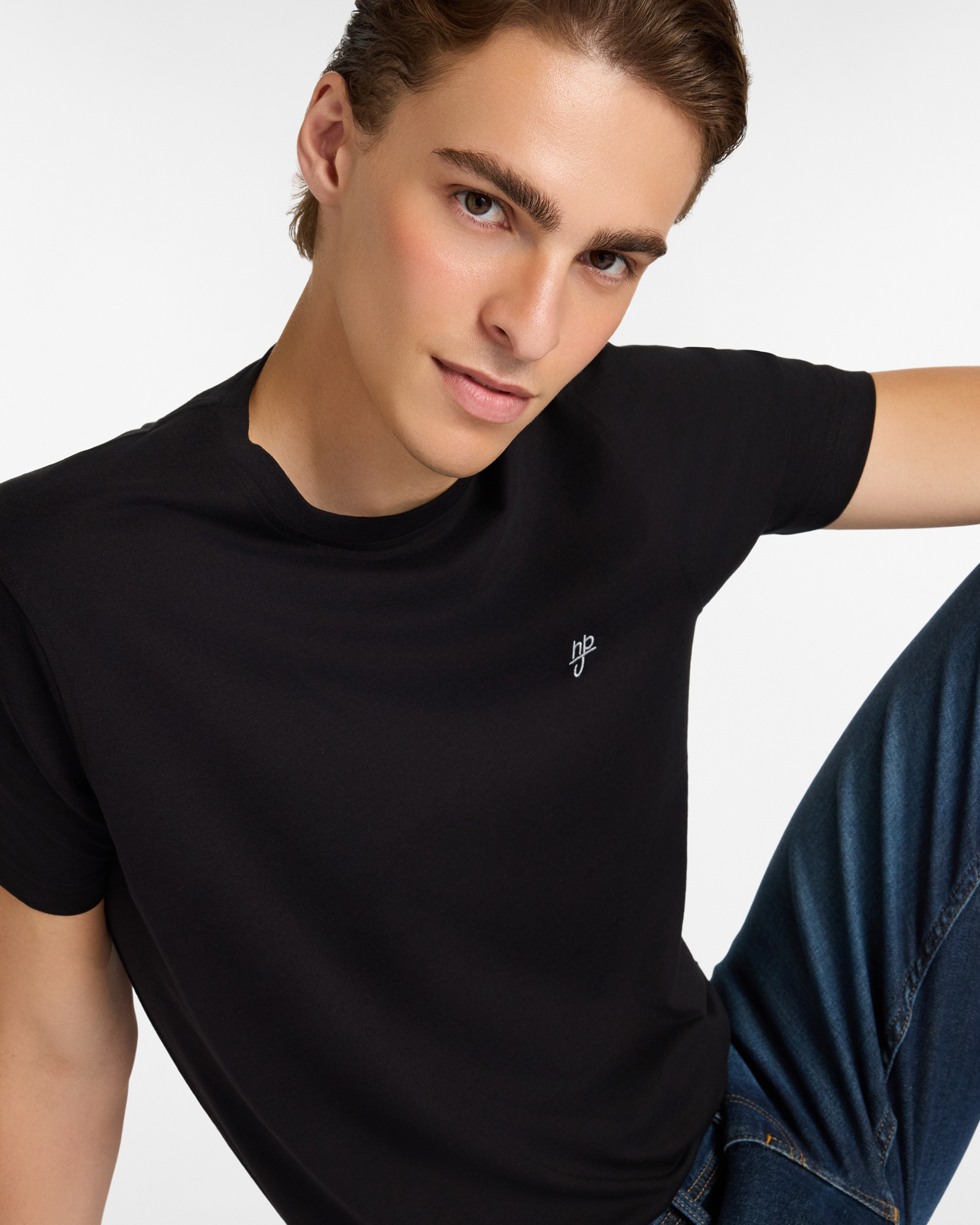 T-Shirt in Cotone con Logo Ricamato, Nero, large image number 2