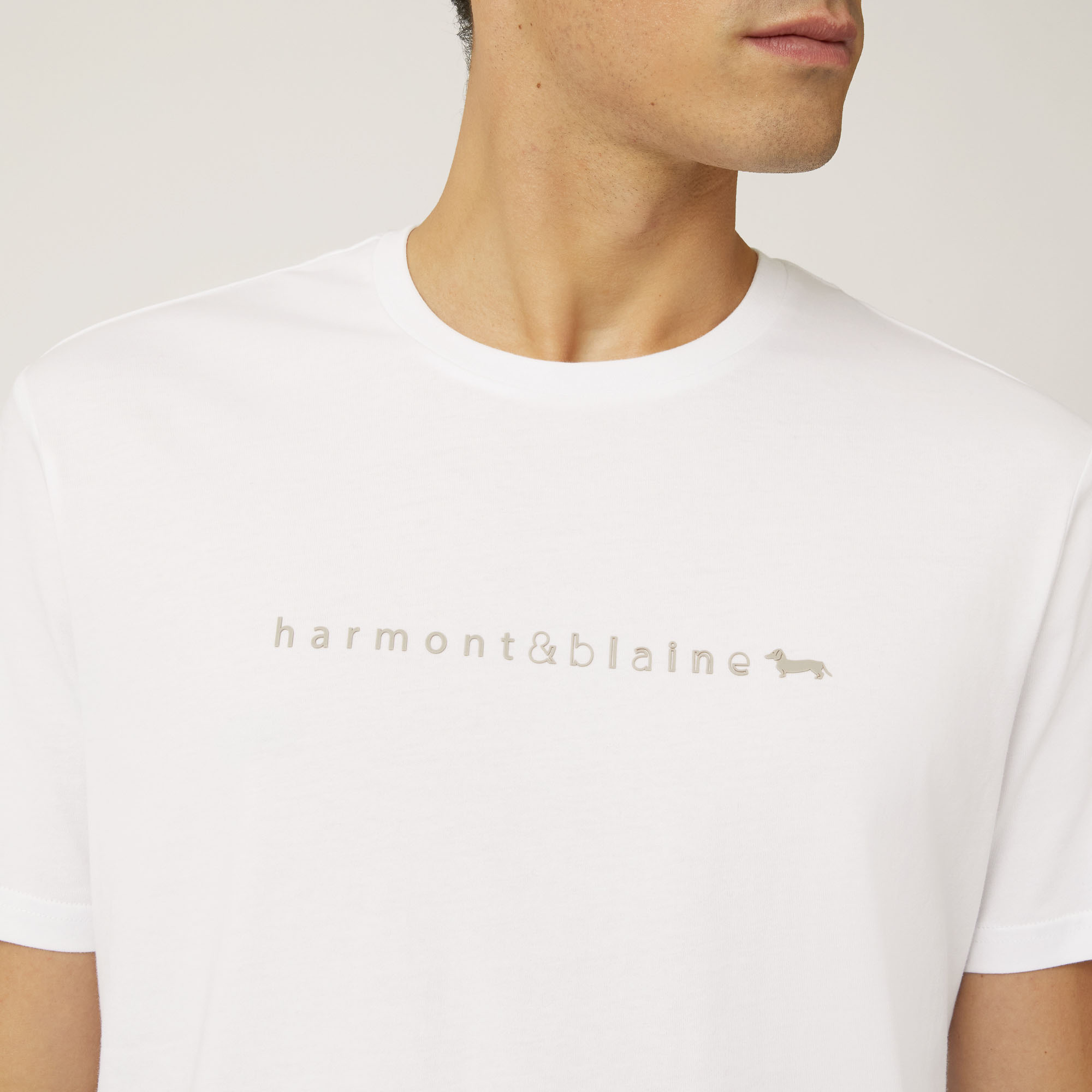 T-Shirt In Cotone Con Lettering E Bassotto 3D, Panna, large image number 2